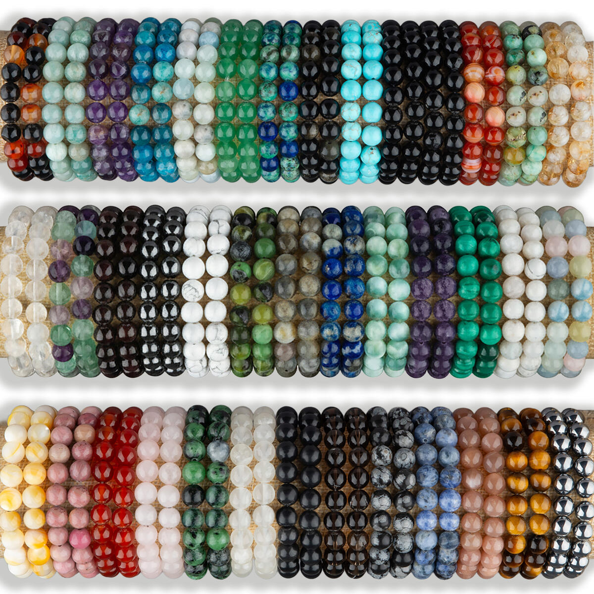 Natural Gemstone Bracelet for Women Men, 8mm Crystal Bead Bracelet, Handmade Custom Size Boho Jewelry, Unisex Gift for Her Him