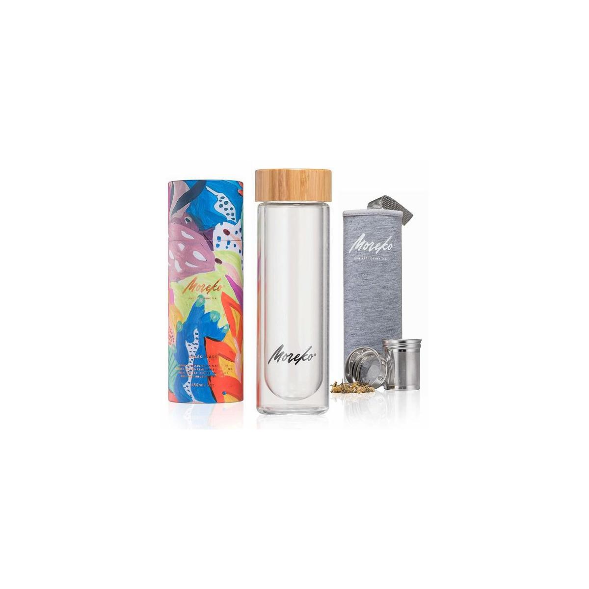 Moreko Green Loose Leaf Tea Infuser Water Bottle Made From Glass For Hot Tea Rebate - RebateKey