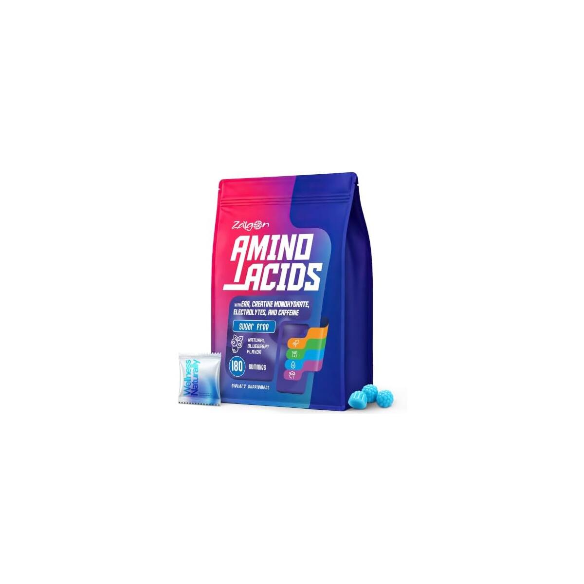 Amino Acids Gummies with Creatine, HMB, BCAA and Electrolytes 180 Count Pre-Workout Gummies for Men & Women with Taurine, Beta-Alanine & Citrulline for Energy, Focus, Endurance & Performance