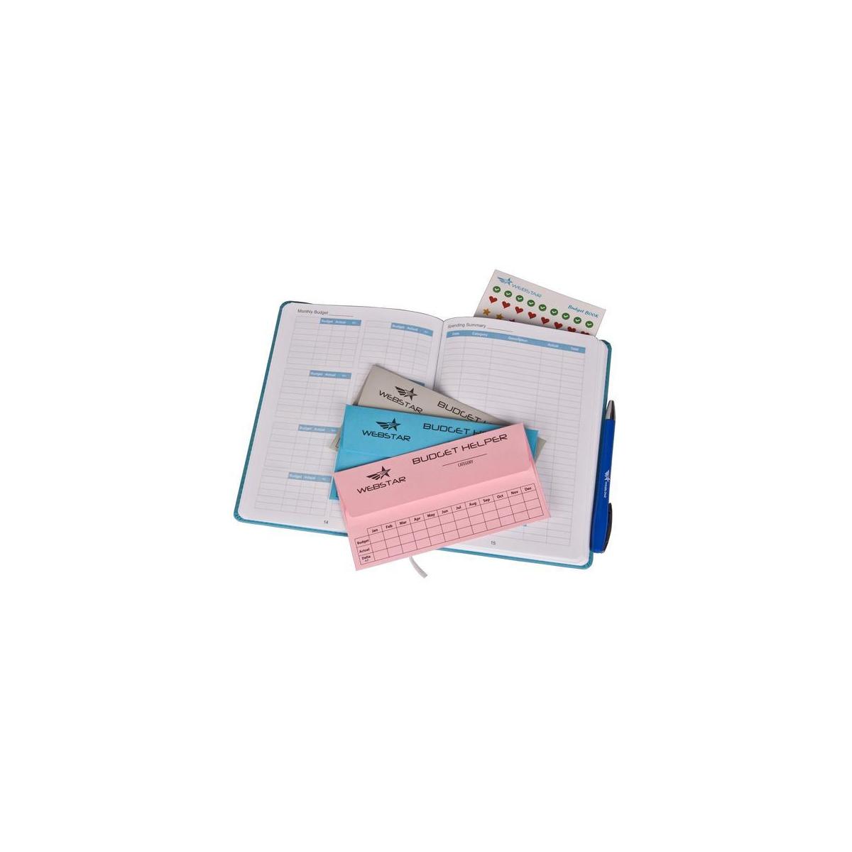 3 Budget Envelopes /& 160 Stickers Bonus Turquoise Undated Hardcover Monthly Tracker 8.2 x 5.9 Notebook Webstar Budget Book Planner Organizer Journal