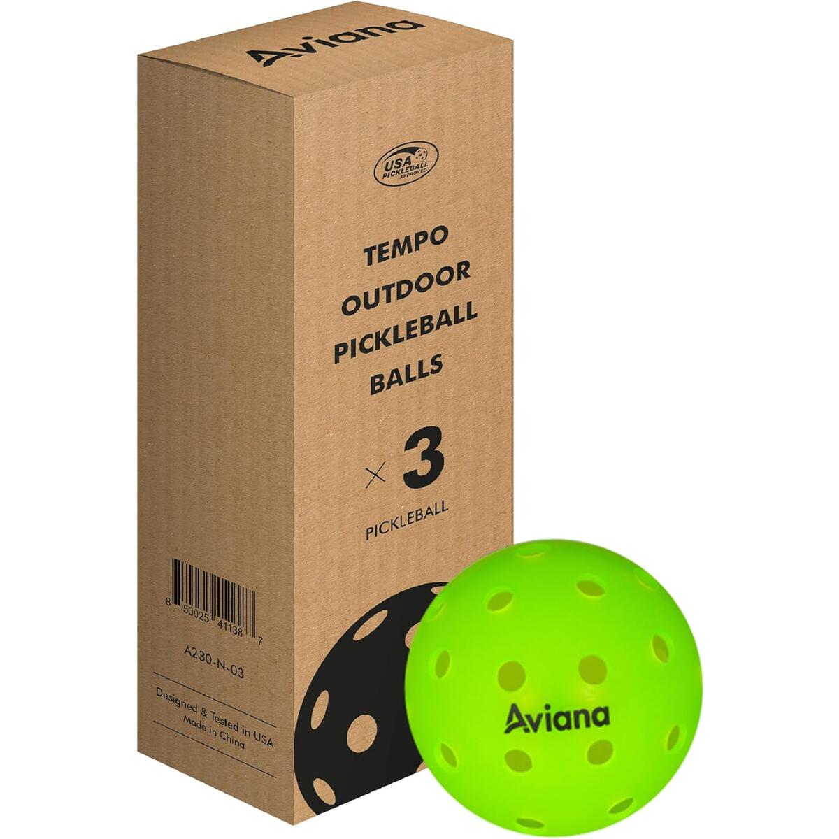 Pro Aviana Pickleball Balls 40 Holes, Premium Outdoor Pickleball Balls | USAPA Approved Tournament and Competition Ball | Consistent Bounce, Suitable for All Competition - Neon