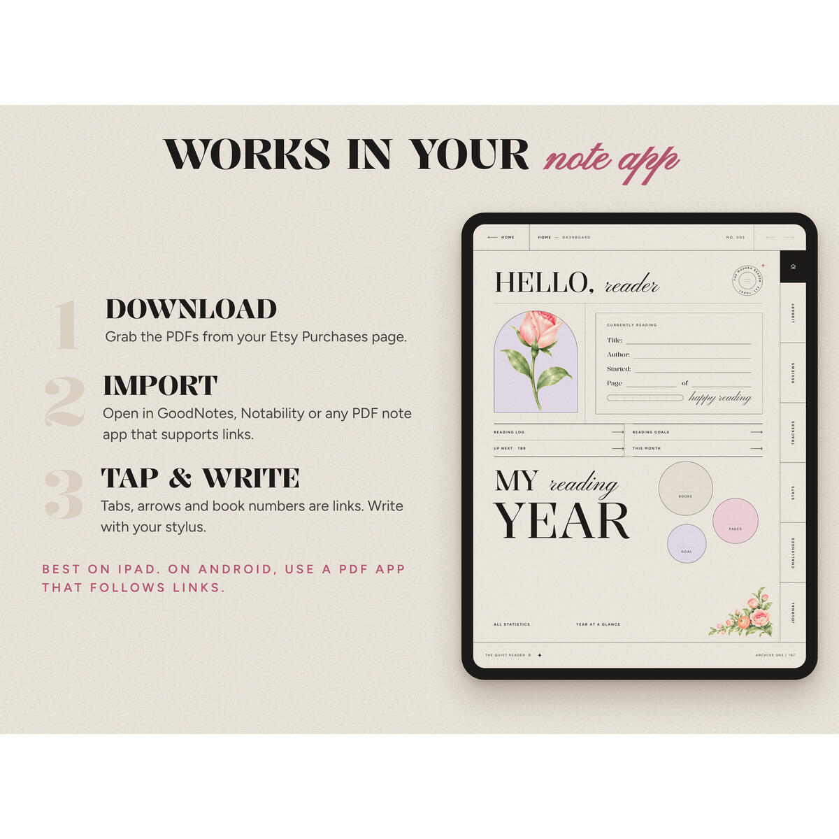 Digital Reading Journal Goodnotes Dark Mode Book Rebates - RebateKey