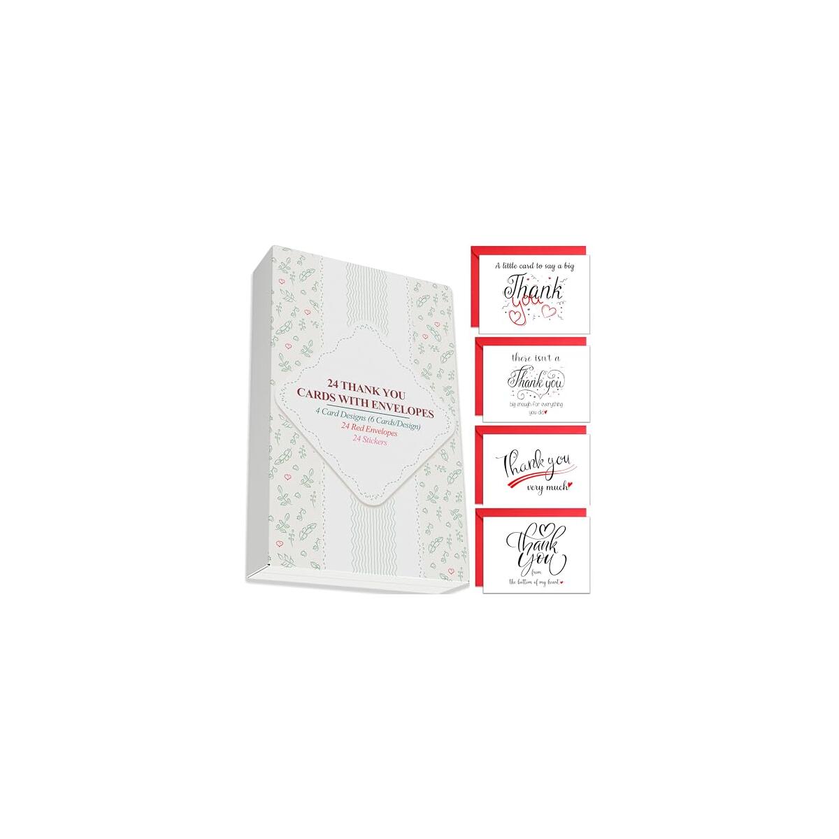 Thank You Cards With Envelopes 24 Pack 3 5x5 Cashback - RebateKey