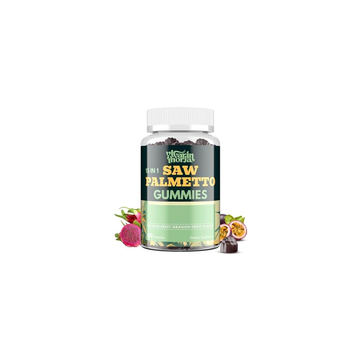 Saw Palmetto for Men &ndash; DHT Blocker, Supports Prostate Health, 60 Count High-Potency 600 mg Formula&ndash;Supports Healthy Urinary Flow & Hair&ndash;Biotin & Pumpkin Seed&ndash;Passion Fruit & Dragon Fruit Flavored