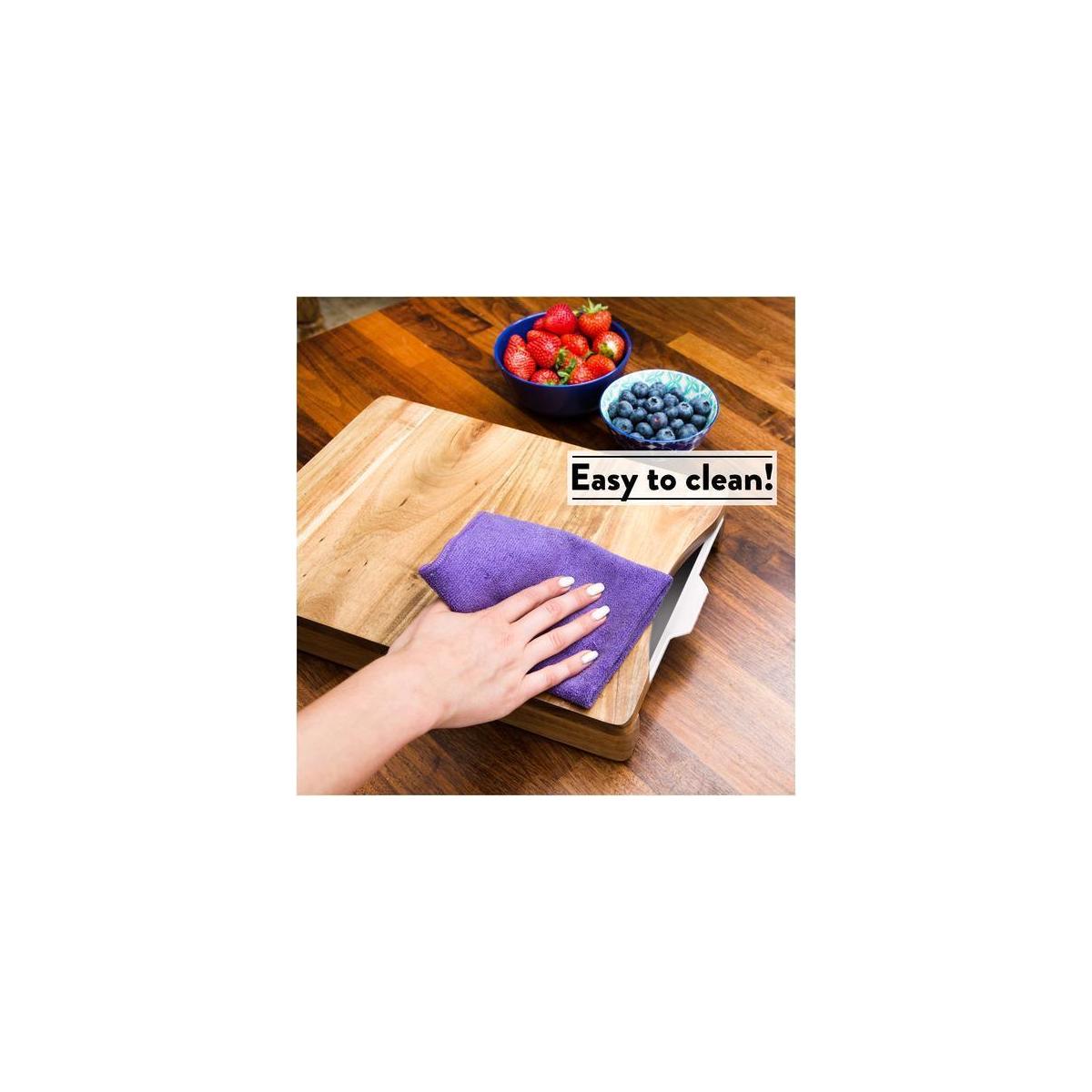 Acacia Wood Antimicrobial Cutting Board With 2 Black White Removable