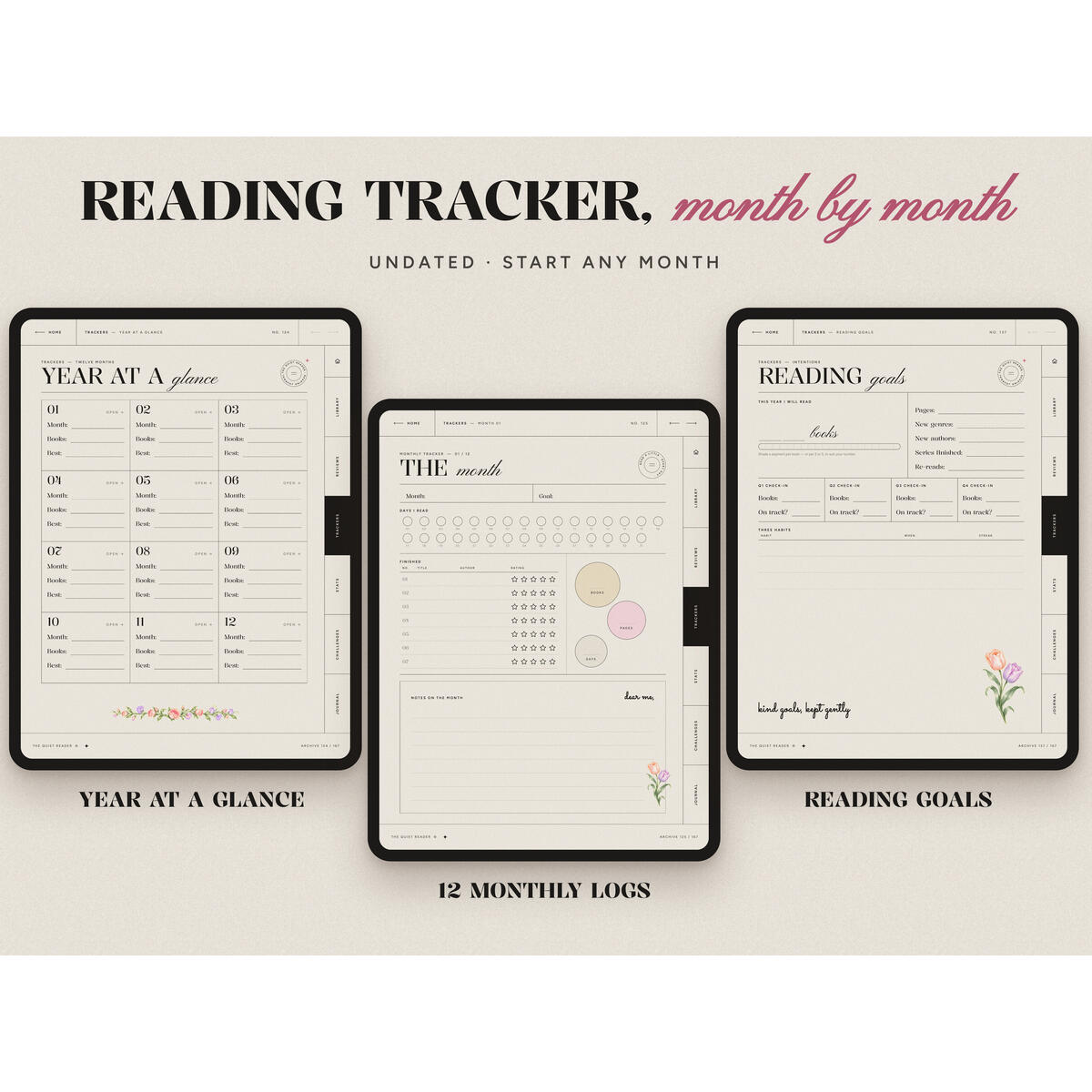 Digital Reading Journal Goodnotes Dark Mode Book Rebates - RebateKey