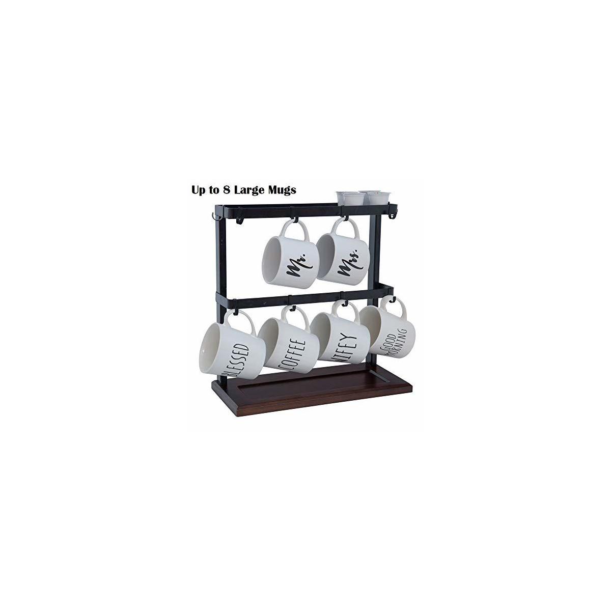 Mug Cup Holder Display Rack Kitchen Storage Mug Rack With Top Tray