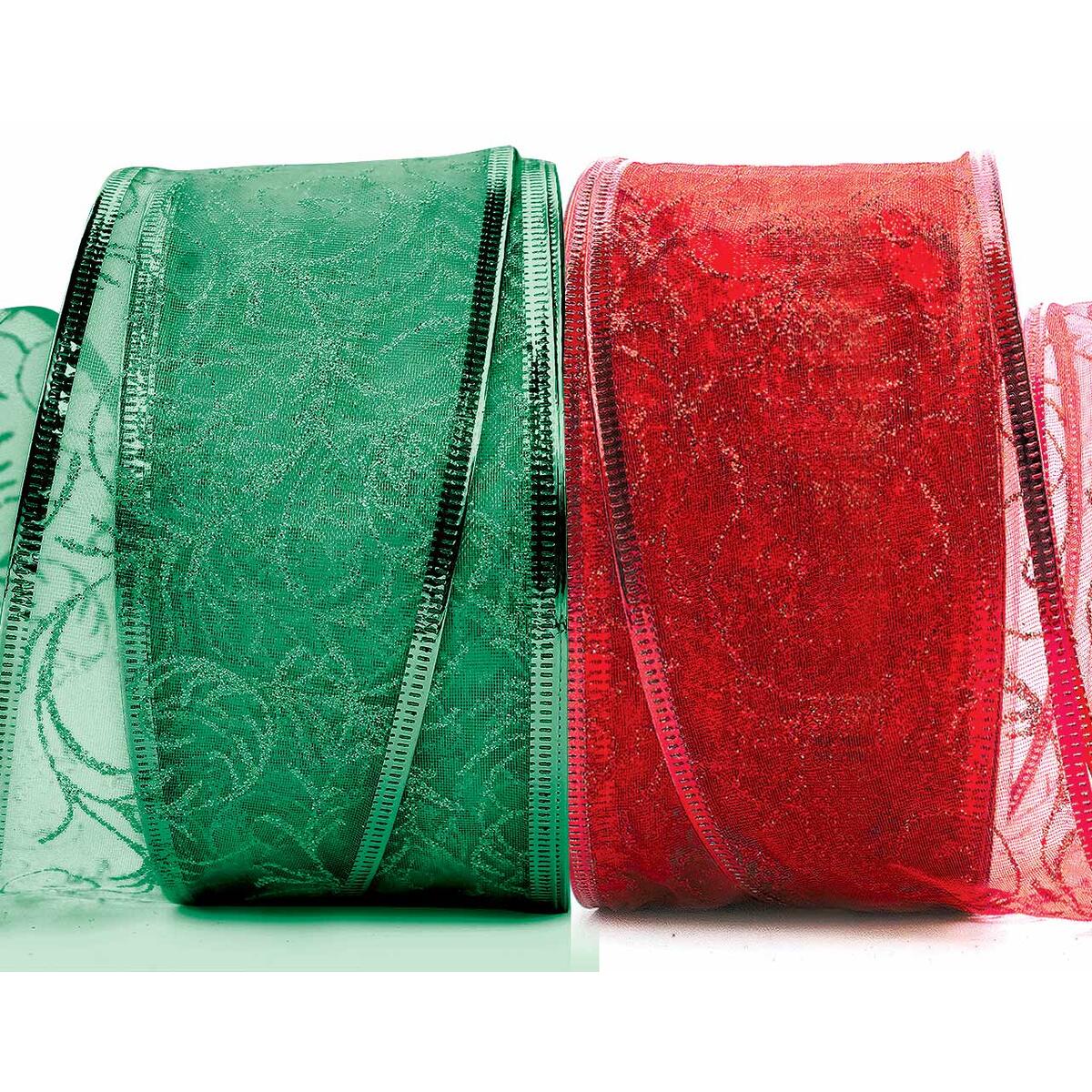 Christmas Ribbon 2 Inch Xmas Ribbon Wired Ribbon Christmas Red Wire Ribbons