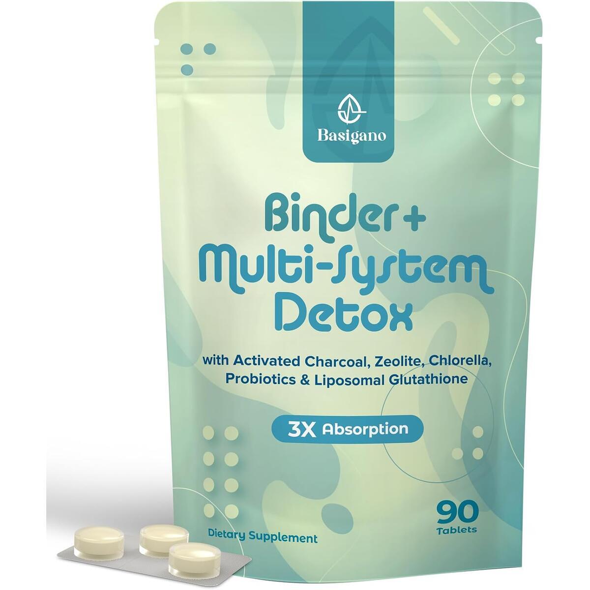 Detox Binder Supplement with Liposomal Glutathione, NAC & Milk Thistle Gut & Liver Wellness Formula | Activated Charcoal, Zeolite & Probiotic Blend | 90 Tablets