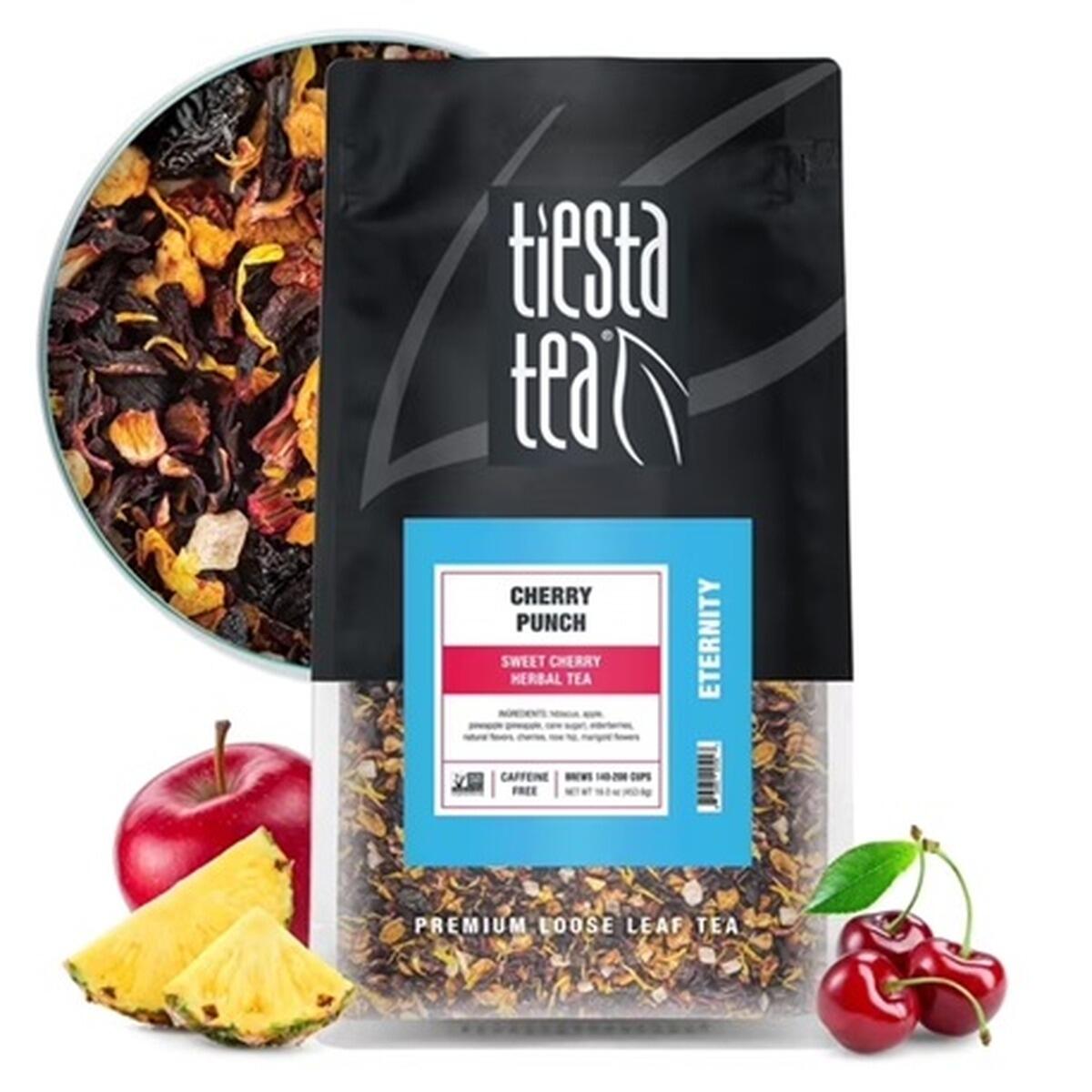 Tiesta Tea - Cherry Punch, Eternity Loose Leaf Herbal Tea, Premium Loose Leaf Tea Blend, Non-Caffeinated Fruit Tea, Make Hot or Iced & Up to 200 Cups - 16oz Resealable Pouch