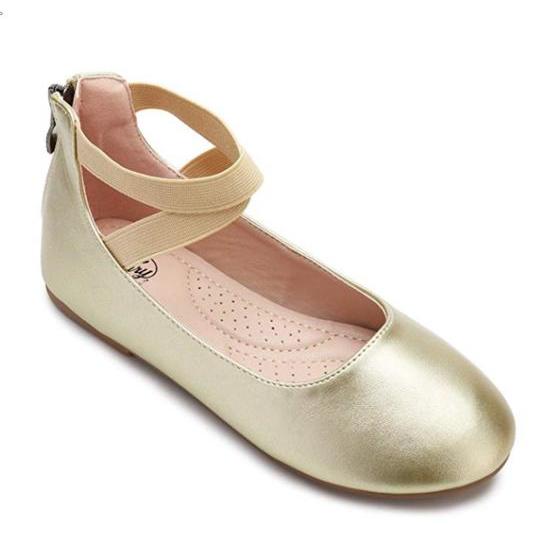 Trary Little Girls Ballet Flats Roman Slip On Shoes With Elastic Ankle