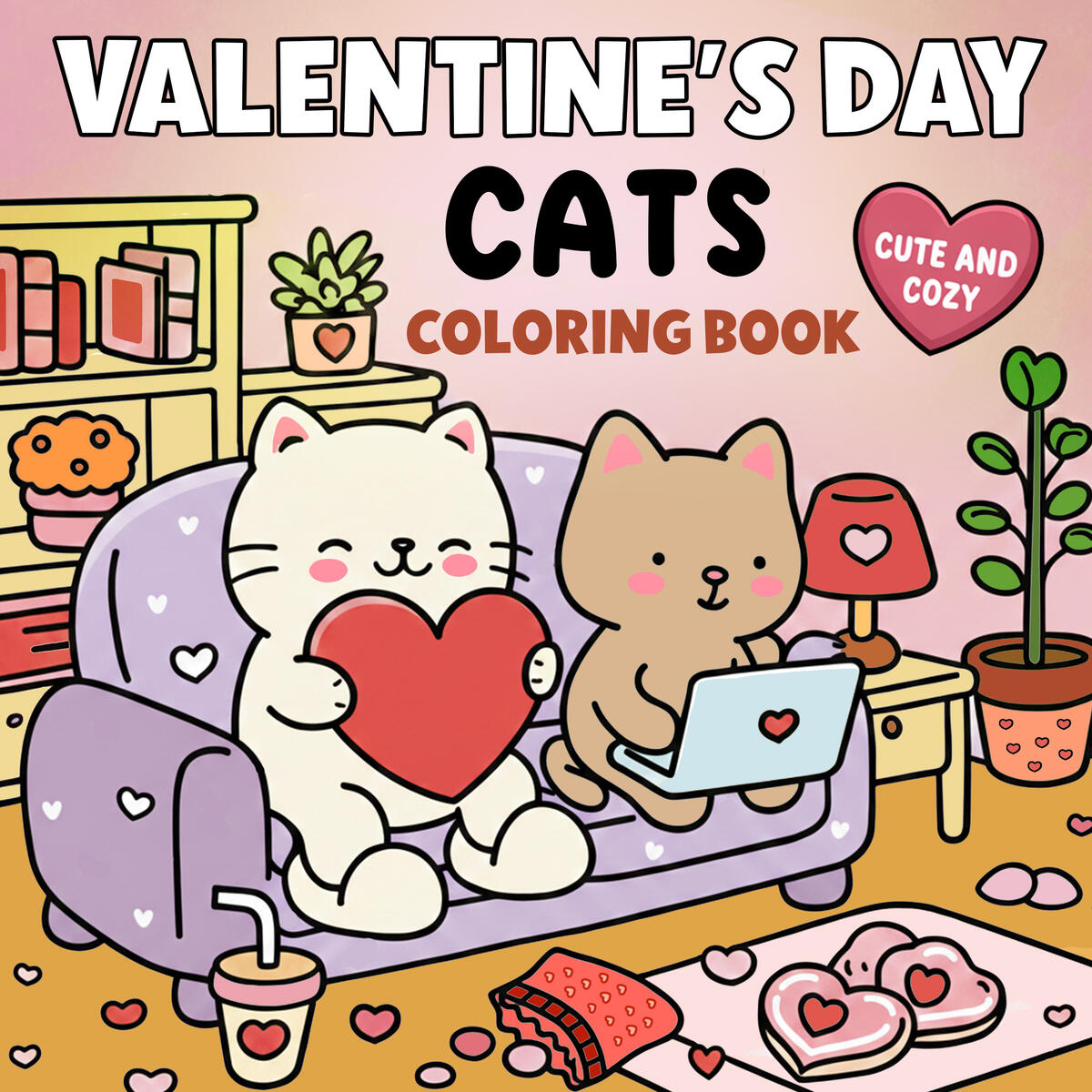 Valentine's Day Cats Coloring Book: Cute and Cozy Cat Moments For Adults and Kids