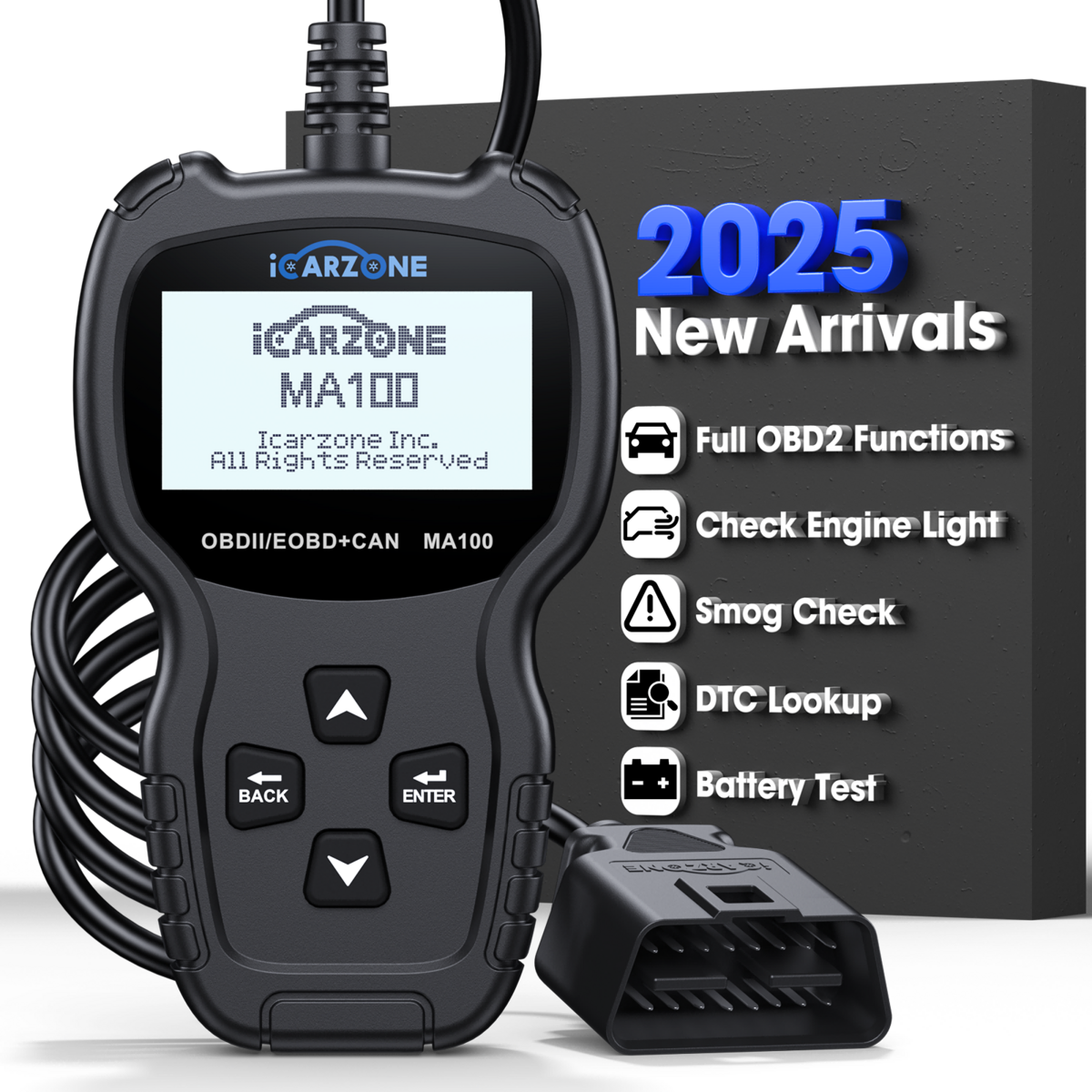 ICARZONE OBD2 Scanner MA100 Professional Car Code Reader OBDII Scan Tool for Check Engine Light Read and Clear Engine Error Codes for All 1996 and Newer OBD2 Protocol Vehicle Ease Use Plug-Play