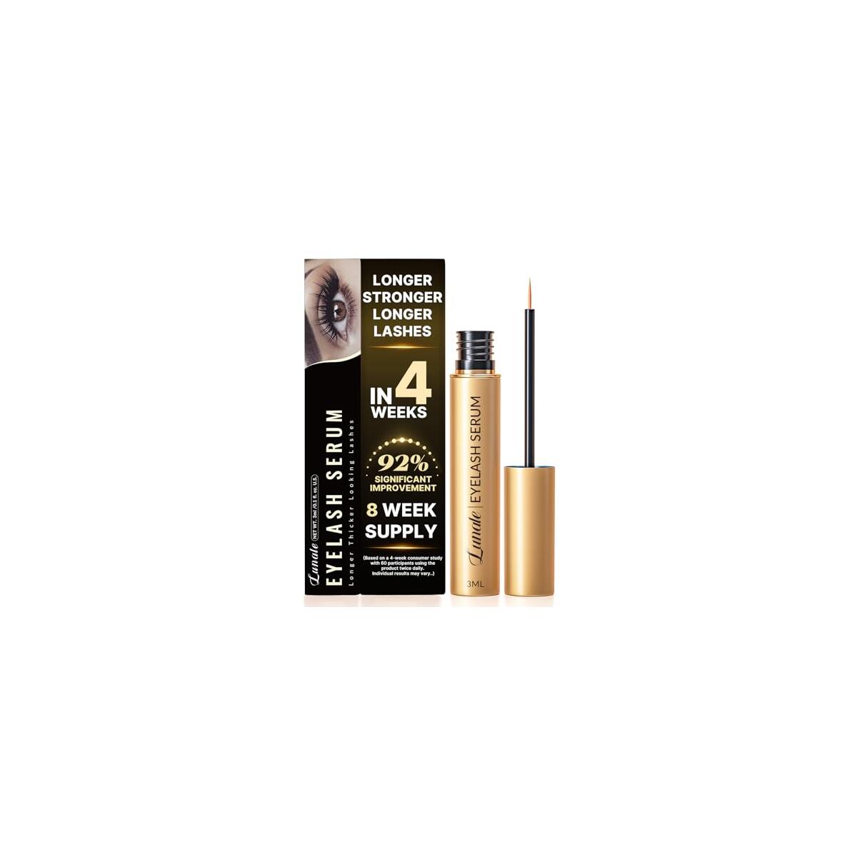 Eyelash Growth Serum with Advanced Formula: Rapid Eye Lash Enhancing Serum for Eyelash and Eyebrow Growth in 3-4 Weeks - Boost Longer Thicker and Fuller Lashes (3ML)