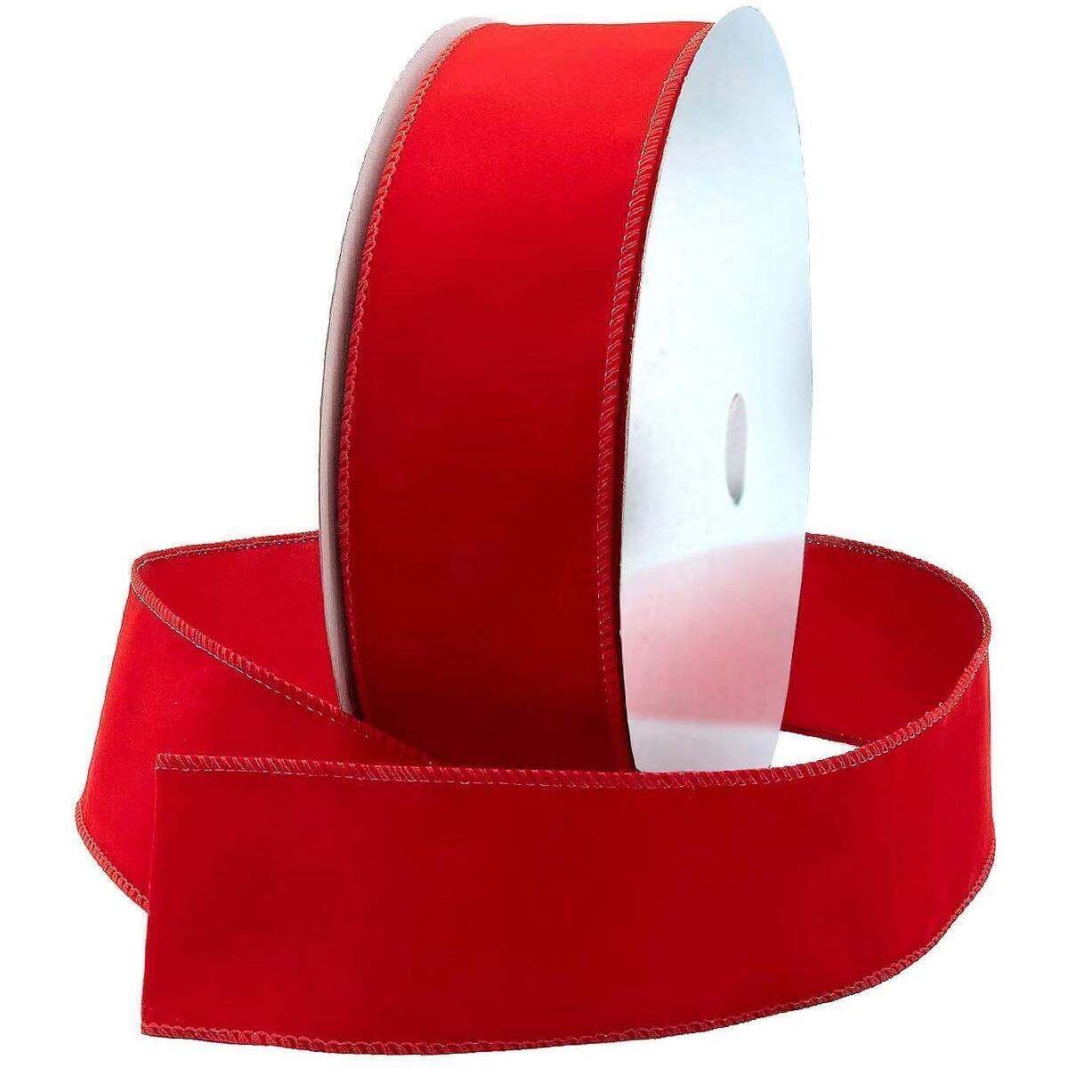Red Velvet Ribbon 30 Yd Christmas Ribbon Red Wire Cinta de Terciopelo Rojo