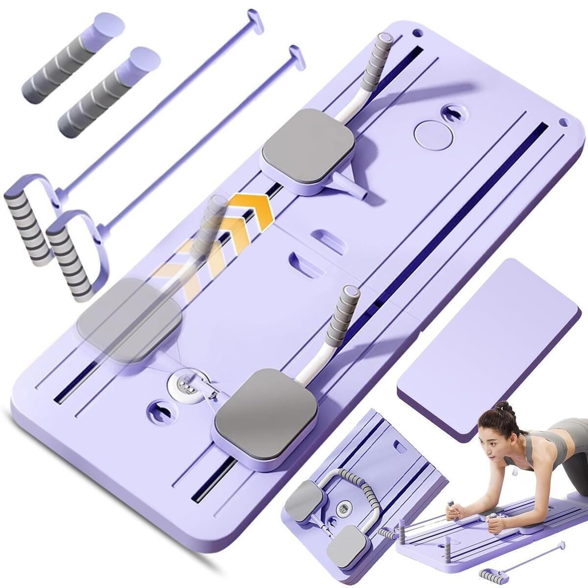 Pilates Board - Pilates Reformer Set, Multi-Purpose Foldable Pilates Reformer Board for Home, 5 in 1 Pilates Sliding Board