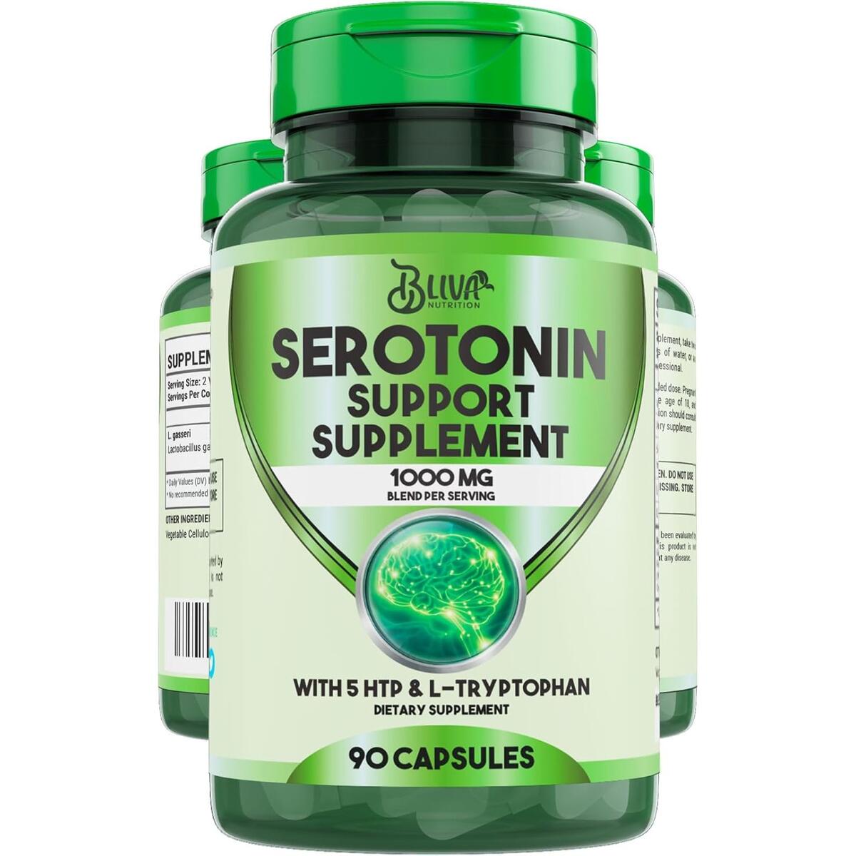Serotonin Supplement - Serotonin Booster Supplements for Women & Men  - Daily Mood & Stress Support - 90 Capsules