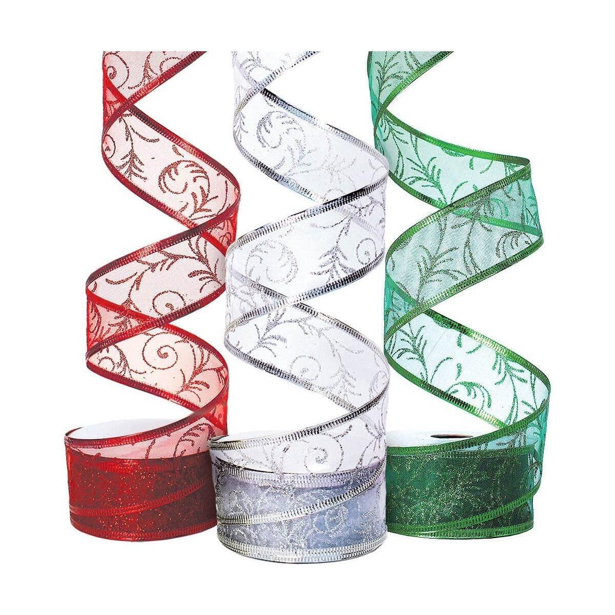 Christmas Gift Ribbon Xmas Ribbons for Gift Wrapping Present, Gifts, Trees