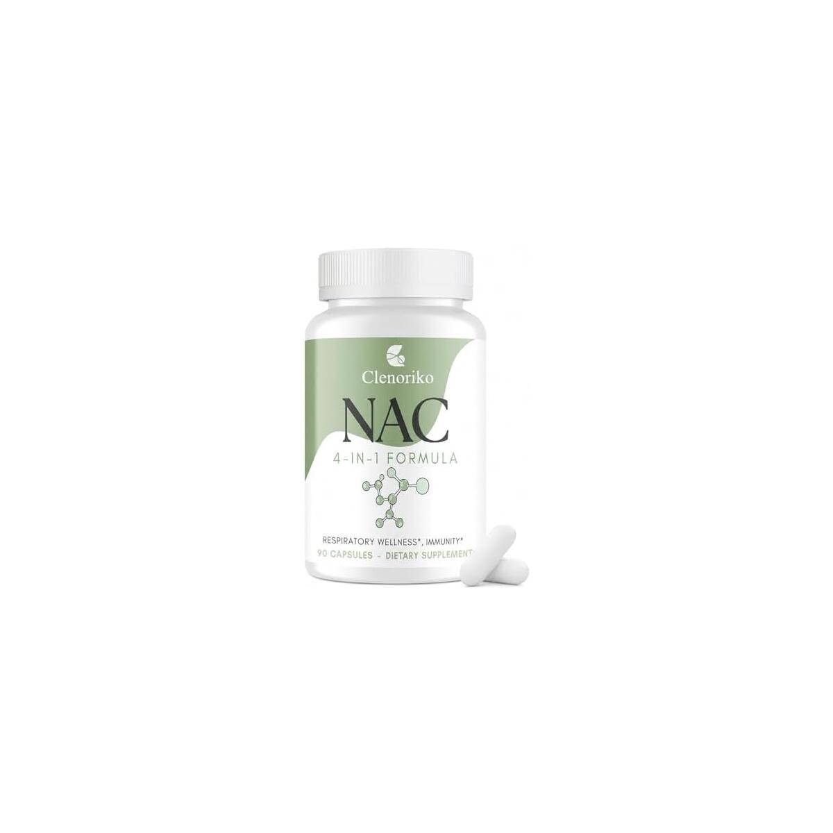 High Dose NAC 1200mg for Respiratory & Immunity*, NAC Supplement N-Acetyl Cysteine, 4-in-1 NAC Supplement with Bromelain, Glycine & Selenium, 90 Capsules (45 Day Supply)