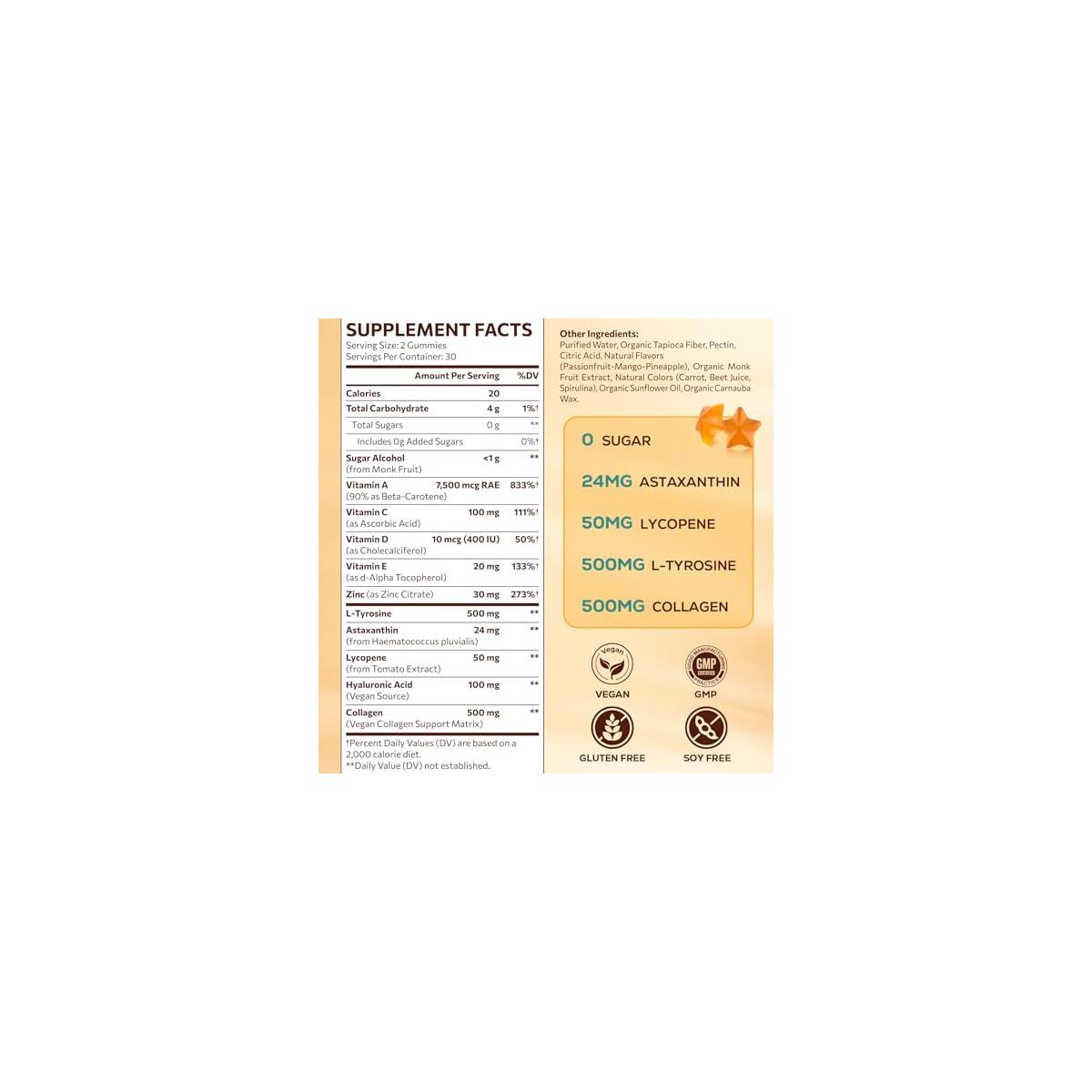 Tanning Gummies With Astaxanthin For Women And Men Cashback - RebateKey