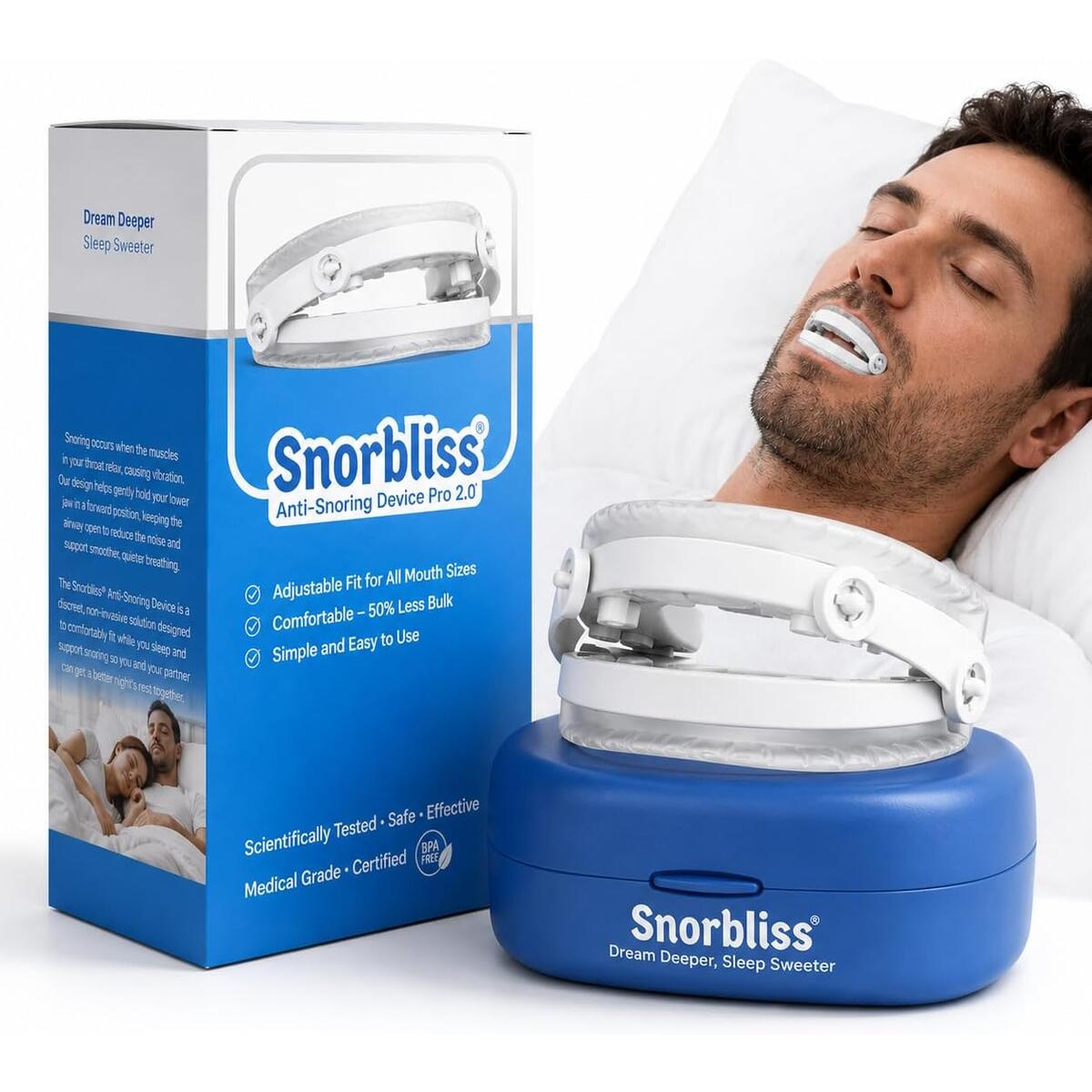 FDA Cleared Anti Snoring Device | Most Comfortable Snoring Solution, Custom Fit Boil and Bite Mouthpiece, Mandibular Advancement Device for Sleeping, Adjustable Snore Mouth Guard