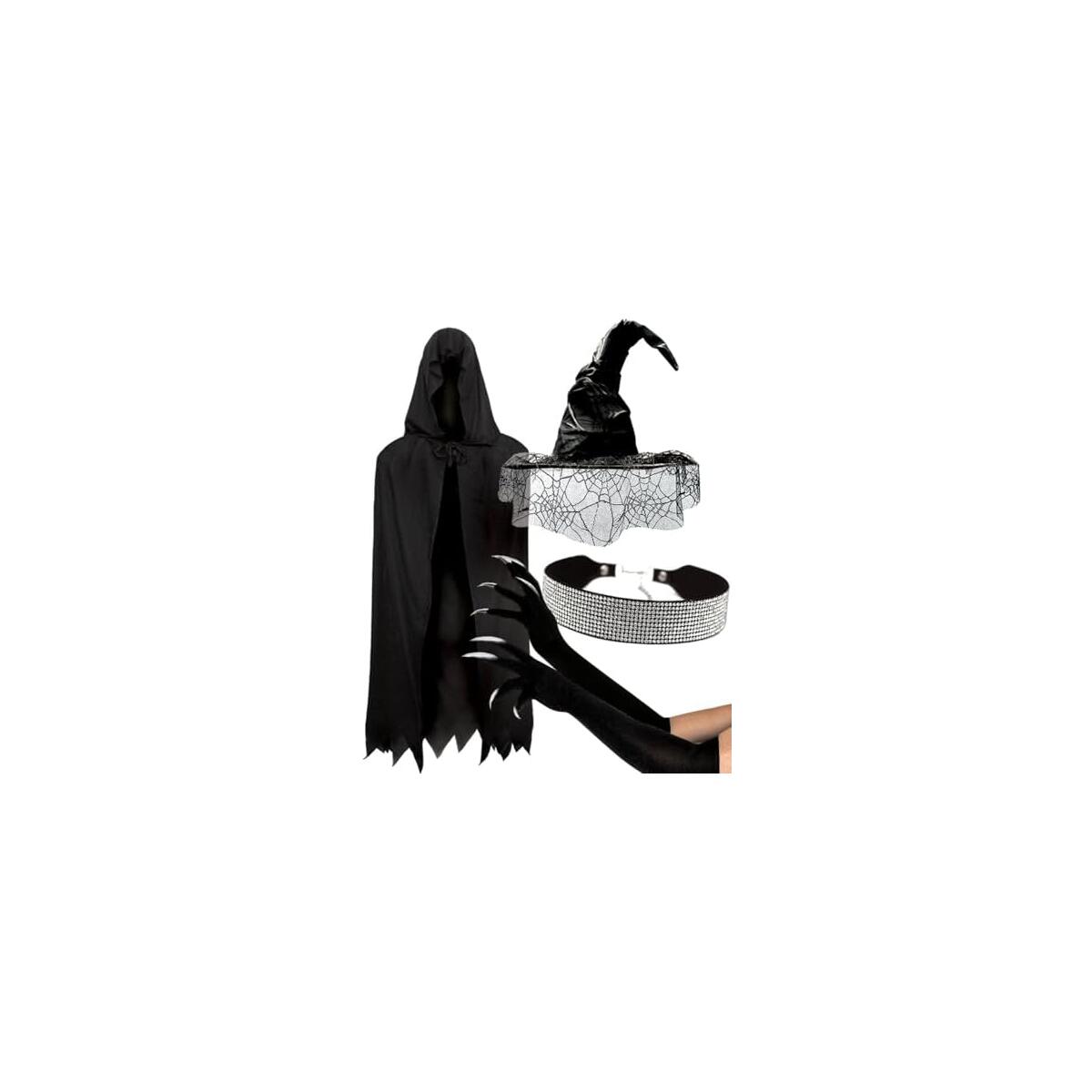 Black Witches Hat Women Halloween Costume: Sexy Witch Costume Accessories | which hat women, spiderweb lace arm sleeves halloween accessories (disfraz de bruja para mujer) spiderweb lace arm sleeves