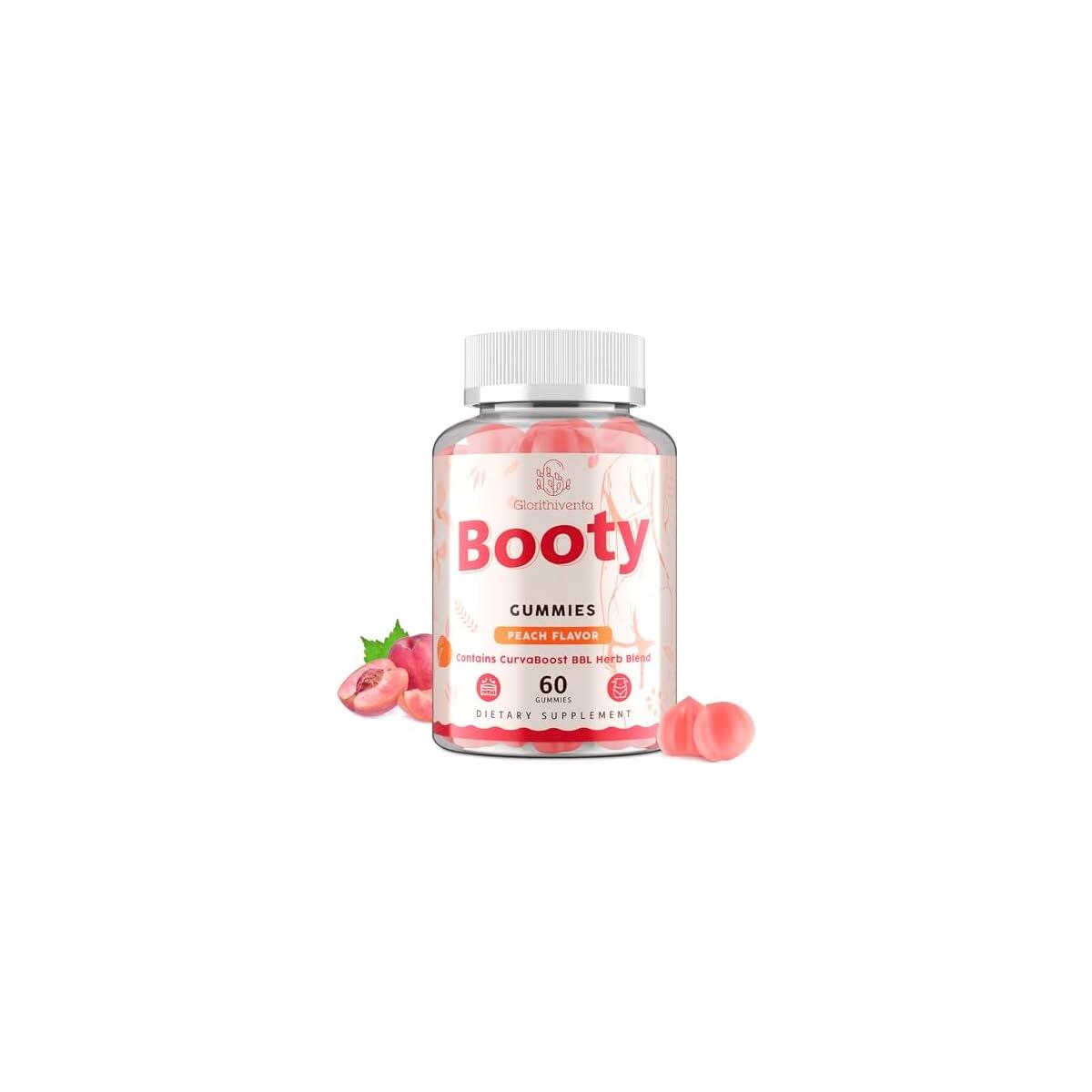 Booty Gummies for Women - BBL Gummies with Creatine Monohydrate, Milk Thistle, Vitamins D3 & Herbal Blend - Zero Sugar, Vegan, Peach Flavor, 60 Counts