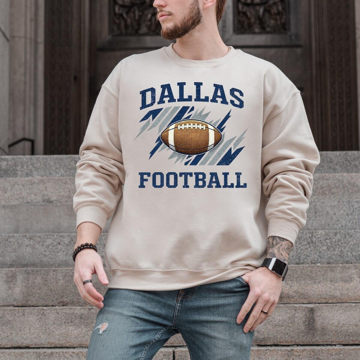Vintage 90s Style Dallas Football Sweatshirt, Retro Game Day Graphic Crewneck, Distressed Football Fan Gift