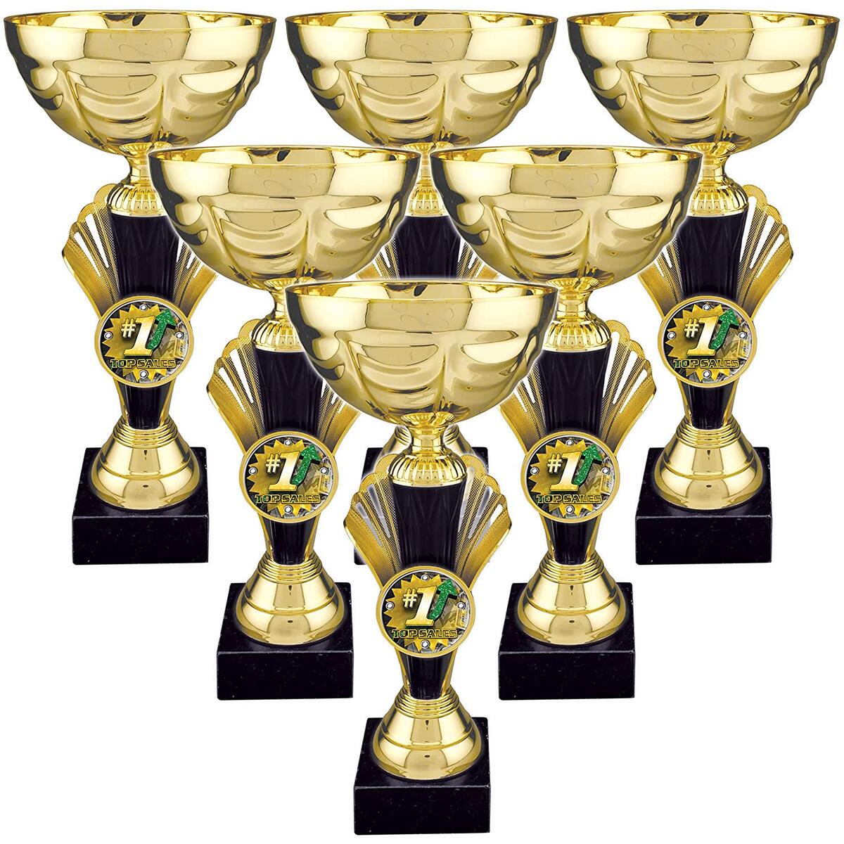 On Top Awards - Top Sales Gold Metal Trophy Cup Award with Black Base (Pack of 6)