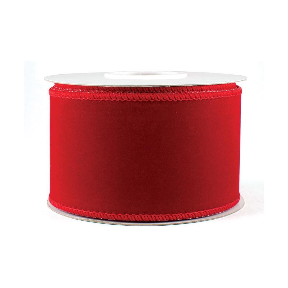 Red Velvet Ribbon Wired Christmas Ribbons 2.5 in Xmas Tree, Gift Wrapping