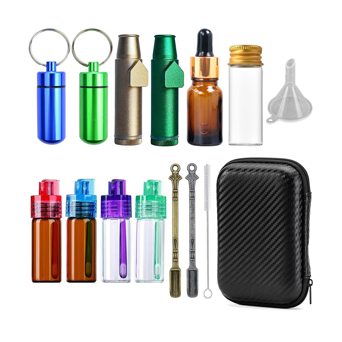 Spice Container with Spoon, Mini Salt and Pepper Shakers, Seasoning Container Travel Kit for Outdoor Camping