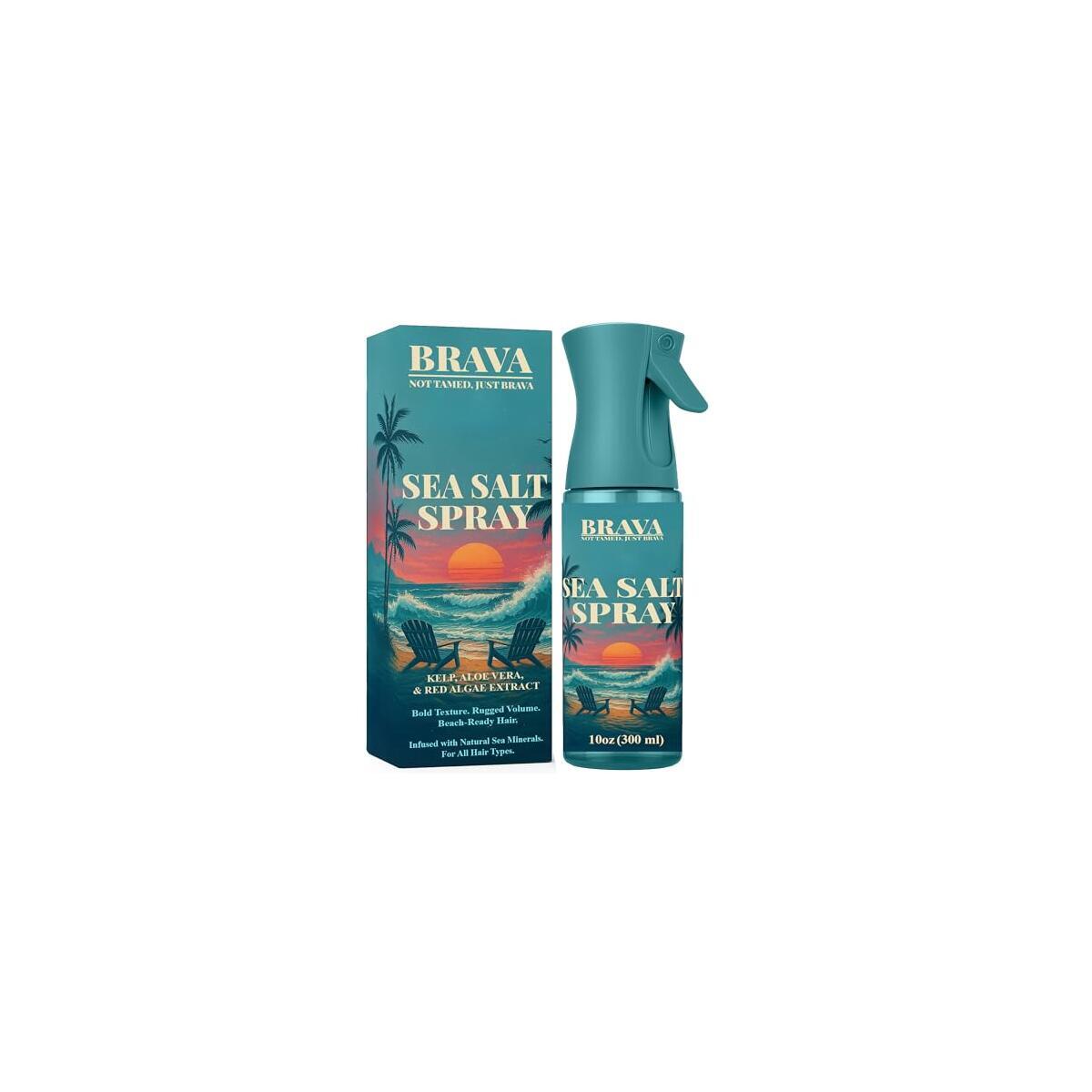 BRAVA Sea Salt Spray for Men -Natural Hair Texturizing - Adds Effortless Beachy Waves and Texture for Casual Finish - Great Christmas Gift for Men Idea 10 OZ