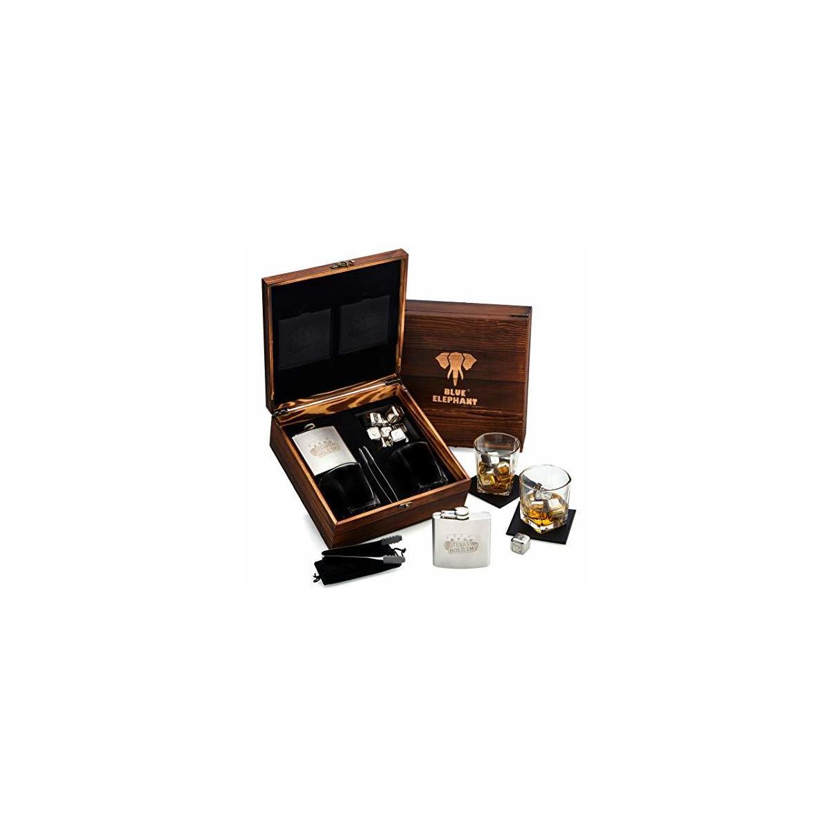 Poker Whiskey Stones Gift Set 8 Chilling Stones 2 Glasses 1 Flask Tongs And1 Rebates - RebateKey