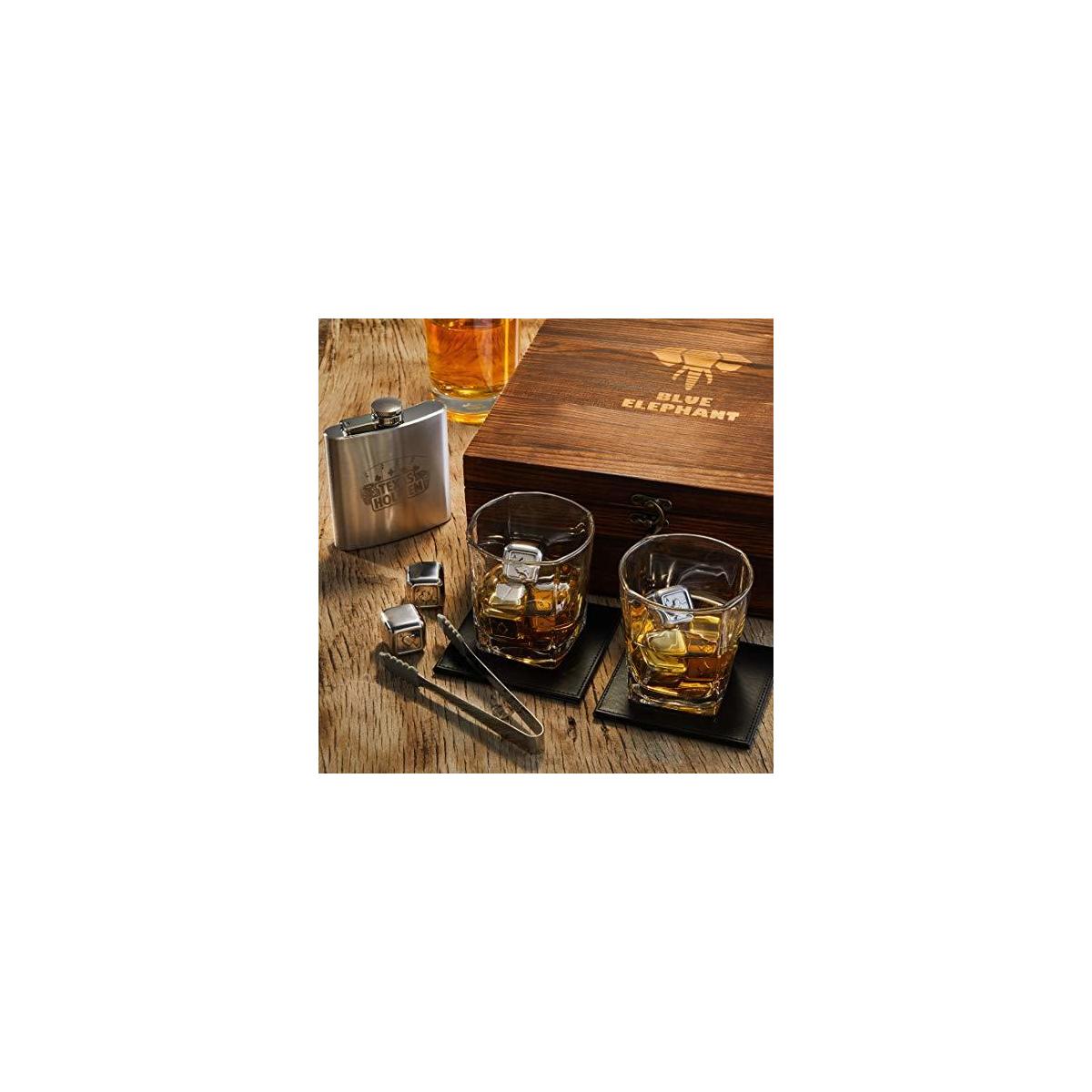 Poker Whiskey Stones Gift Set 8 Chilling Stones 2 Glasses 1 Flask Tongs And1 Rebates - RebateKey