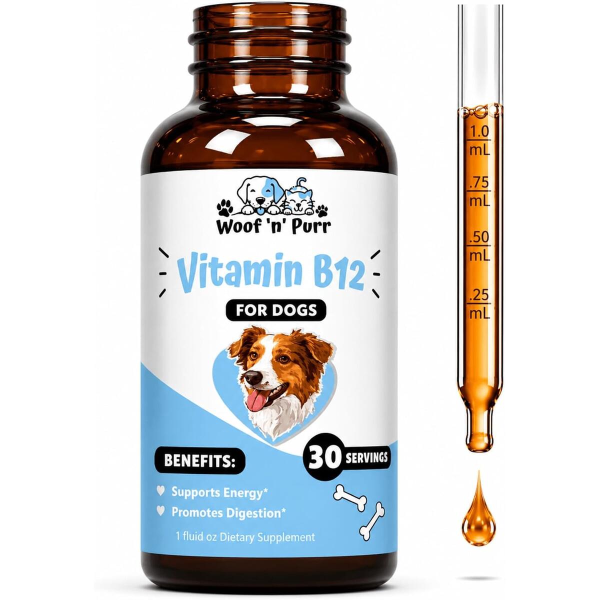 B12 for Dogs - Vitamin B12 for Dogs - Helps to Support Healthy Energy Levels, Appetite, Digestion, & Much More - Dog Appetite Stimulant - Dog Energy Booster - 1 fl oz