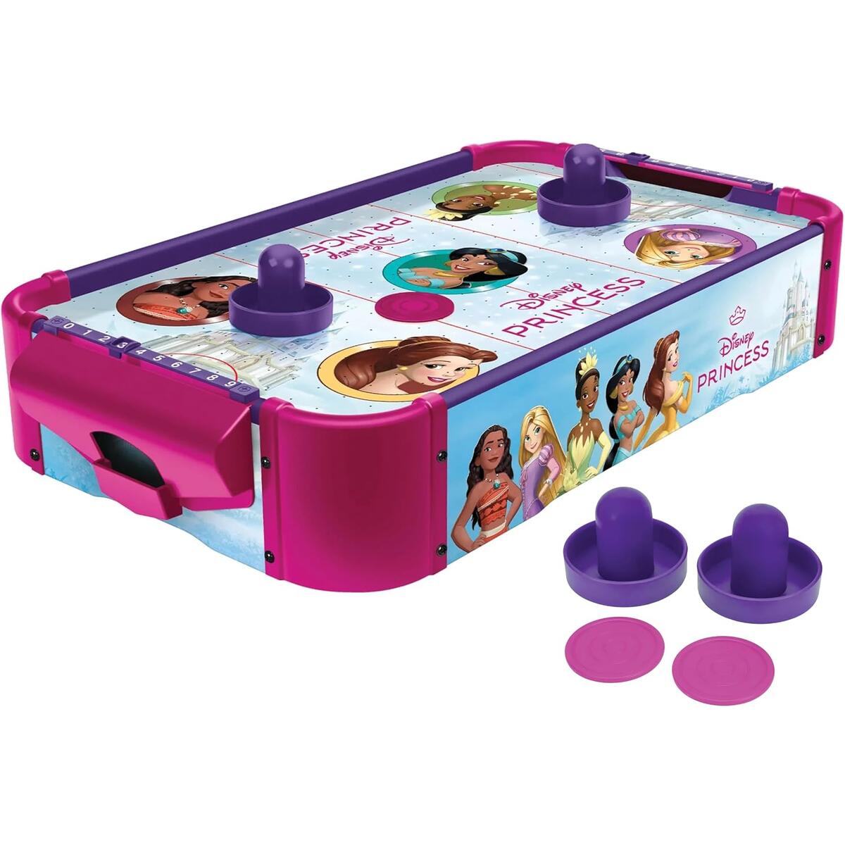 Disney Princesses Wooden Tabletop Air Hockey Game, 2-Player, Ages 4+