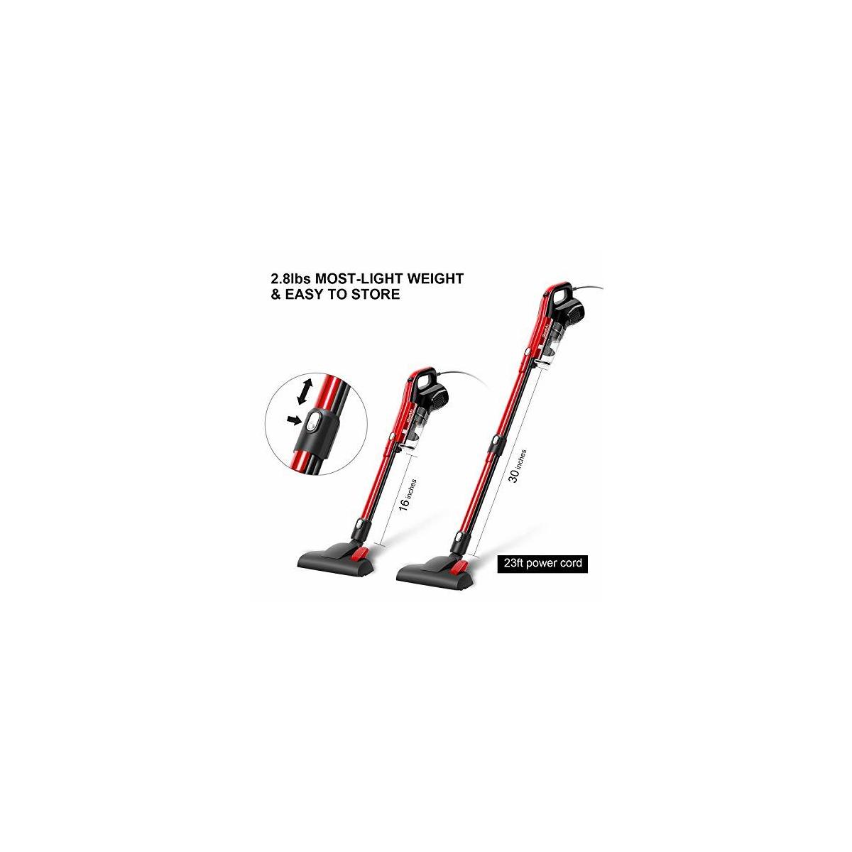 GeeMo Vacuum Cleaner 17Kpa Powerful Cleaning Lightweight And Corded With HEPA Filtration For