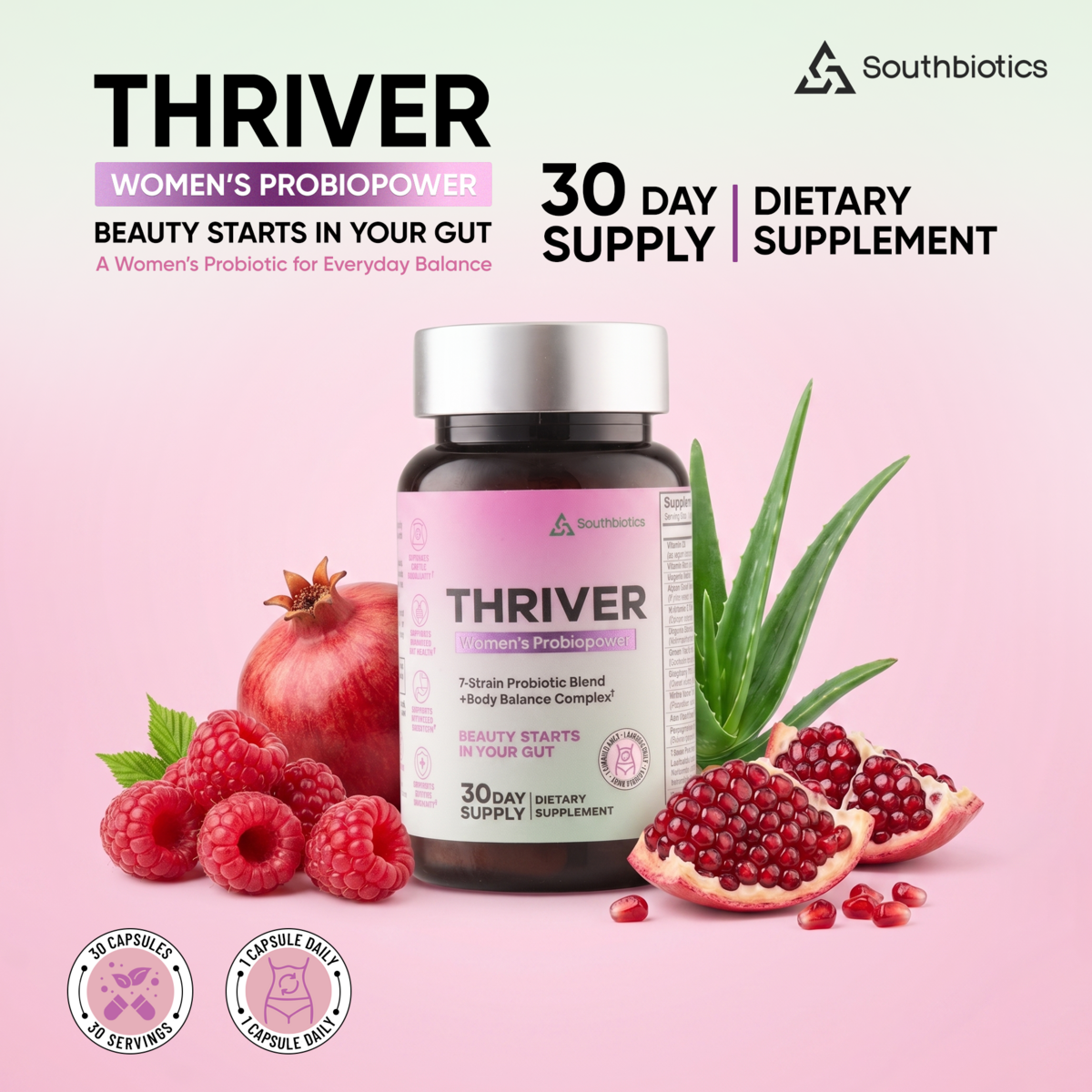 Thriver Daily Prebiotics and Probiotics for Women, 30 Capsules, 30 Servings