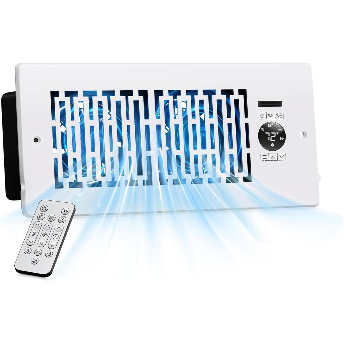 Smart Vent Booster Fan for 4" x 10" Vents, 10-Speed Quiet Control, Remote, Heating & Cooling Support