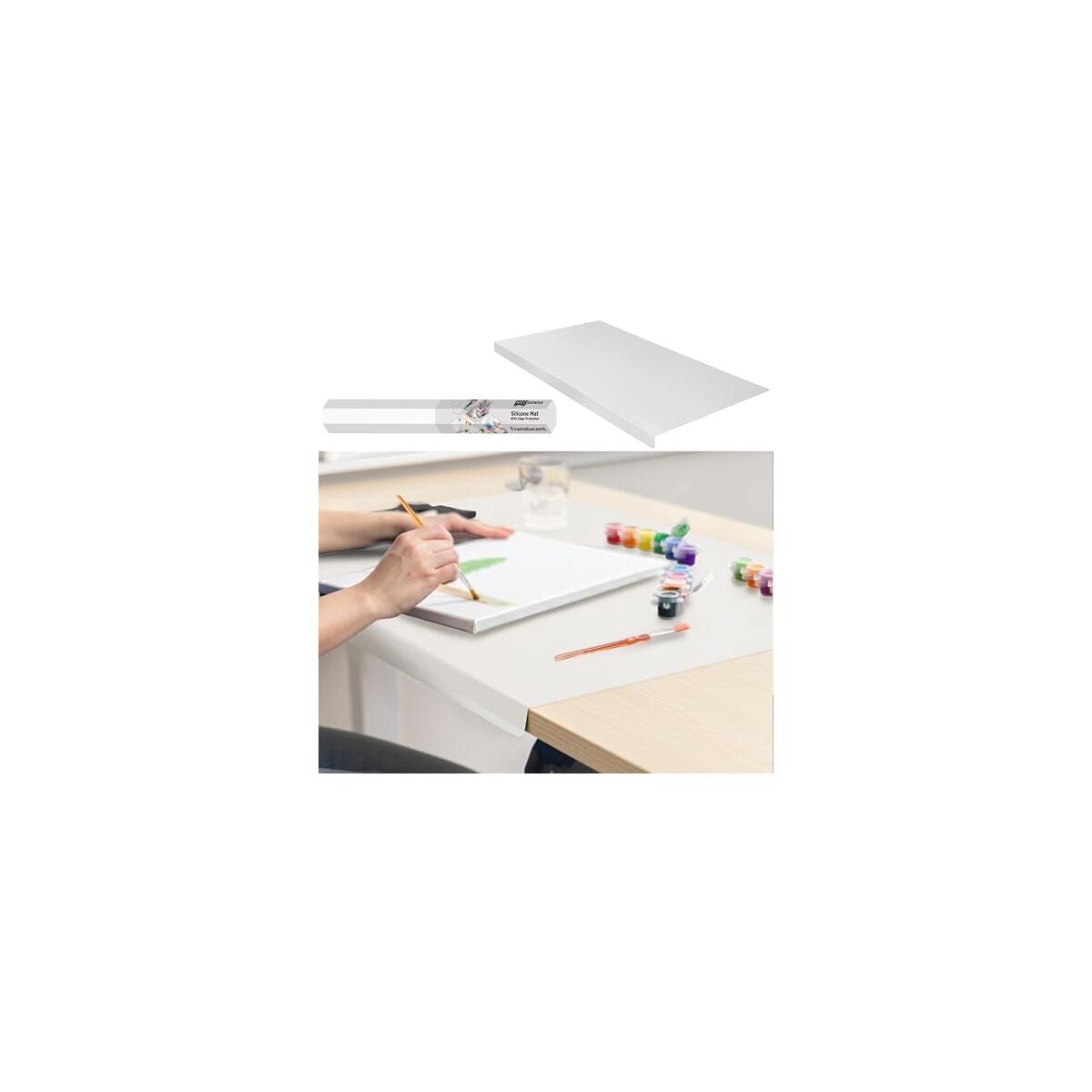 Extra Large Silicone Mats for Crafts with "Edge Protection" &ndash; Silicone Table Mat &ndash; Multipurpose Heat Resistant Silicone Mat &ndash; No Folds or Wrinkles &ndash; 1.5mm Thick, 36"x24", Translucent