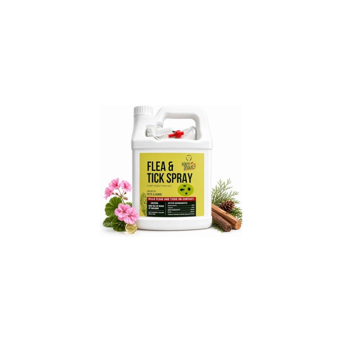 Tick Spray for Yard, Plant-Based Flea & Tick Repellent Spray for Home, Cedarwood Oil for Pest Control, Ready-to-Use Tick Repellent for Dogs, House & Pet Areas, 1 Gallon