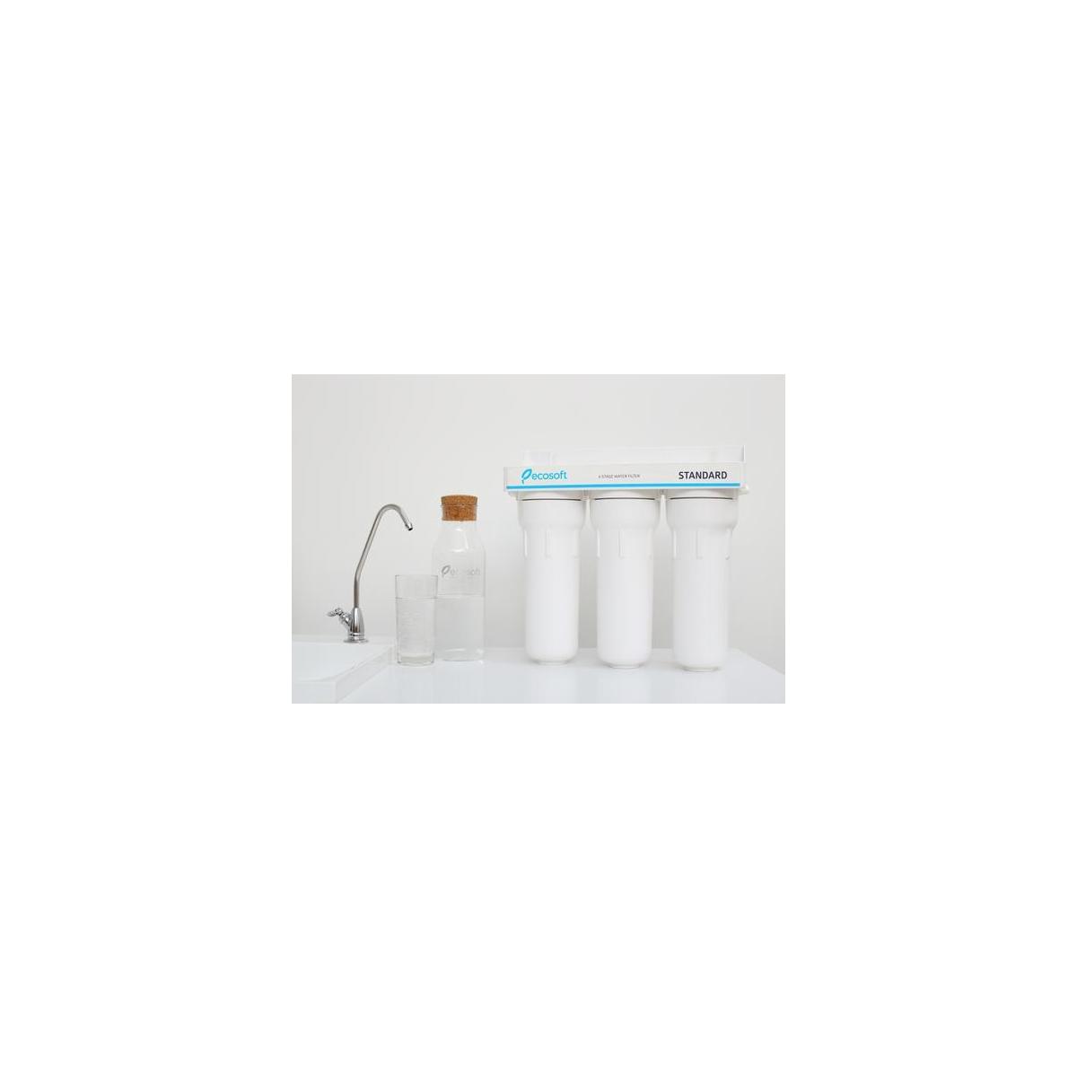 Ecosoft 3 Stage Under Sink Water Filter System For High Capacity Clean