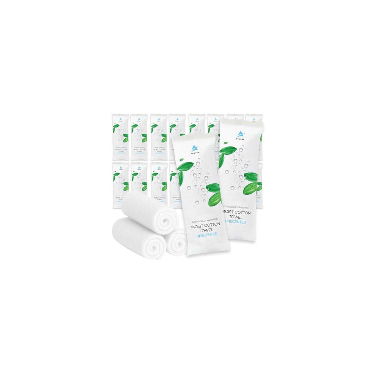 60 Hot or Cold Wrapped Moist Towels - 9'' x 9" Moist Towelettes Individually Wrapped Disposable Face & Hand - Pre-Moistened Hand Wipes Soft Refreshing, Travel, Spa, Restaurant - Unscented