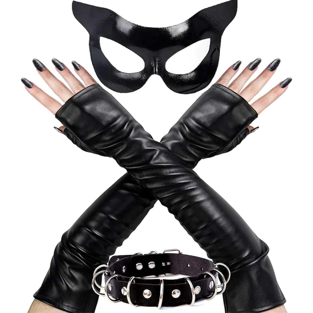 Catwoman Costume Accessories Adult Women, Cat Woman Mask and Gloves Sexy