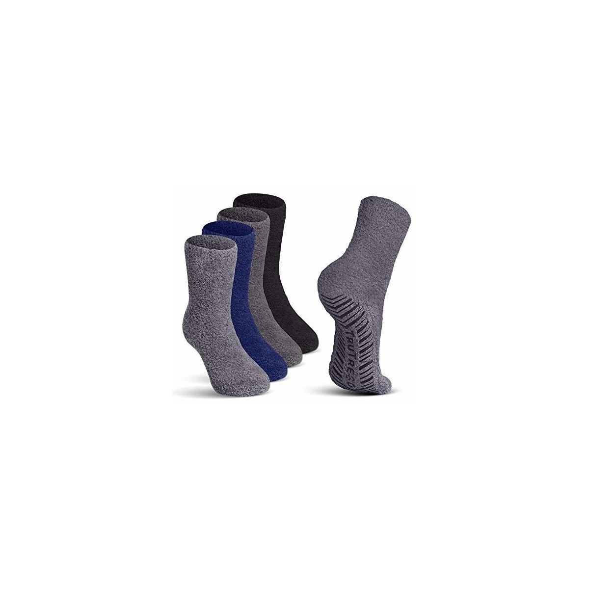 Hospital Socks for Men /& Women Slipper Socks TruTread Fuzzy Non Slip Socks 2-Pairs