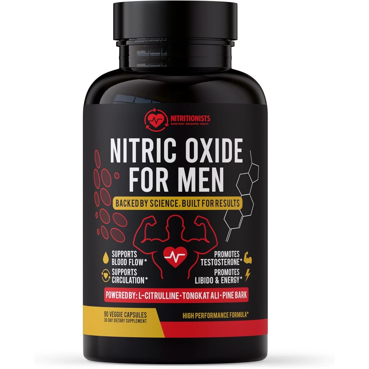 Nitric Oxide For Men | L-Citrulline, Tongkat Ali, Pine Bark & Zinc | 90 Capsules