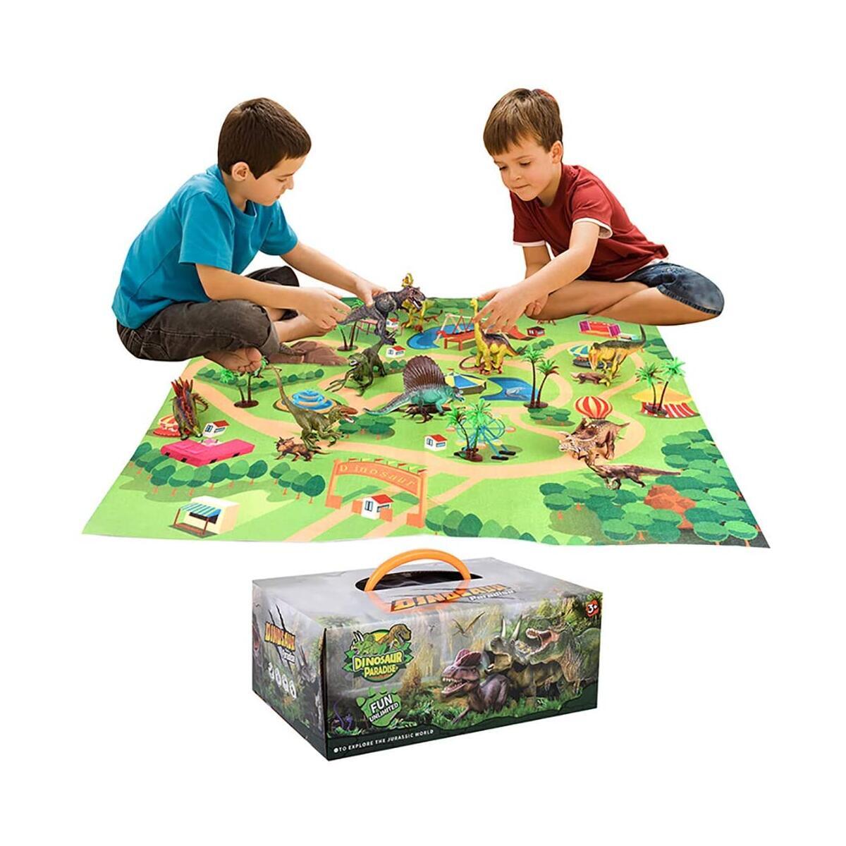 dinosaur playset with mat