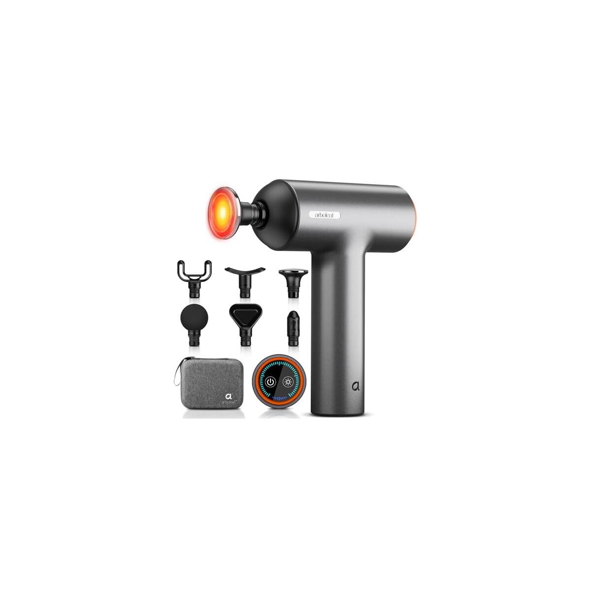（Prime Only）arboleaf Thermal Massage Gun Deep Tissue with Heat, Handheld Muscle Percussion Massager with Full-Metal Head, 6 Replacements for Athletes Pain Relief, Relax, Gifts for Men and Womenarboleaf Thermal Massage Gun Deep Tissue with Heat, Handheld M