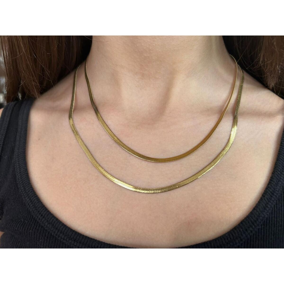 PVD 18K Gold Plated stainless steel snake chain, layering necklace, essential necklace, Herringbone Necklace, flat snake chain