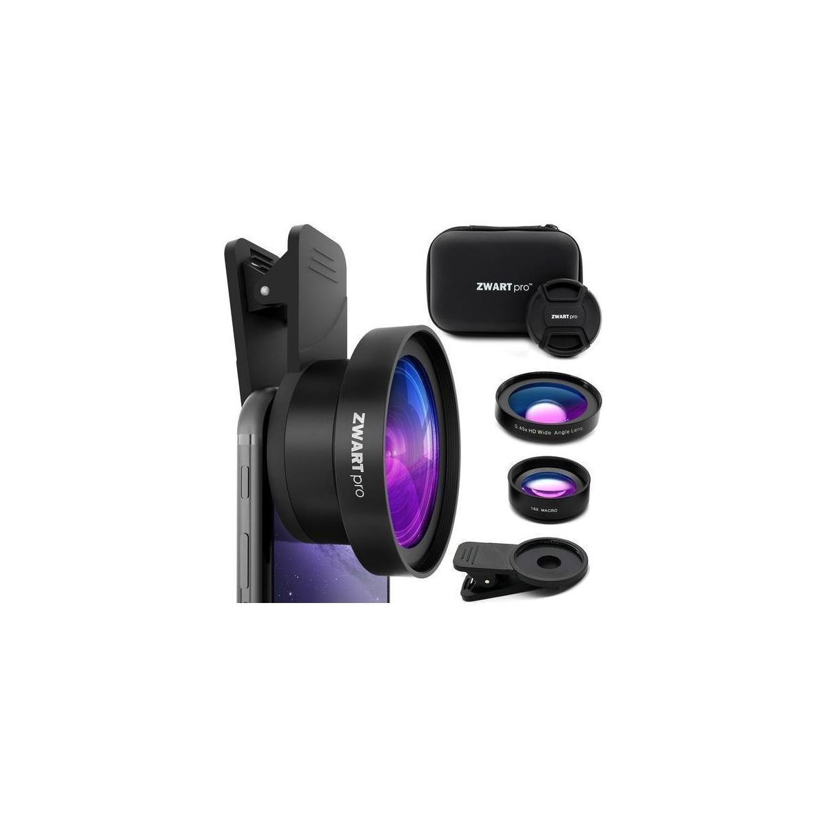 Cell Phone Lens Attachment ZWARTpro 2 In 1 Wide Angle & Macro Camera